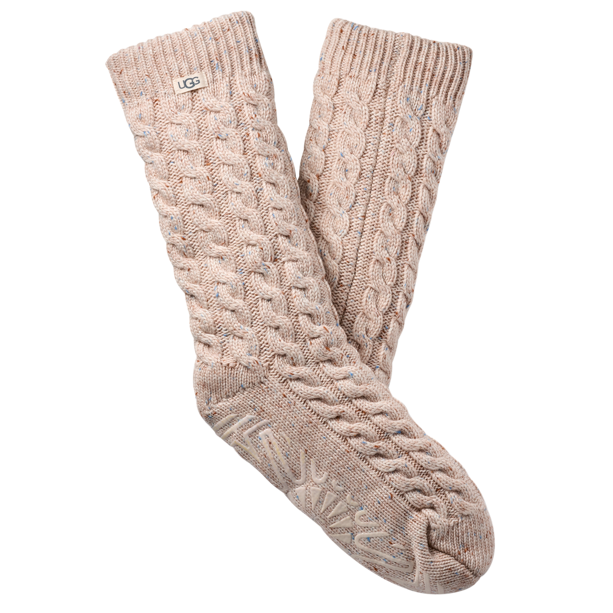 Womens UGG Cream Confetti Elowyn Cable Knit Socks