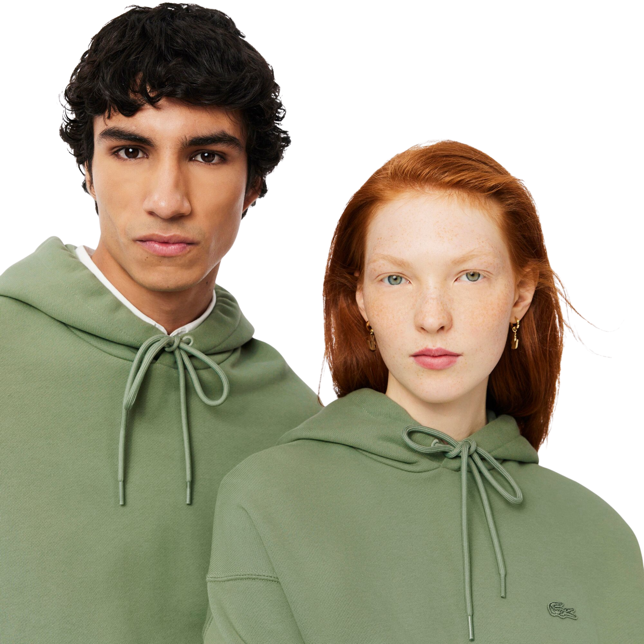 Mens Lacoste Sage Green Heavy Fleece Hoodie