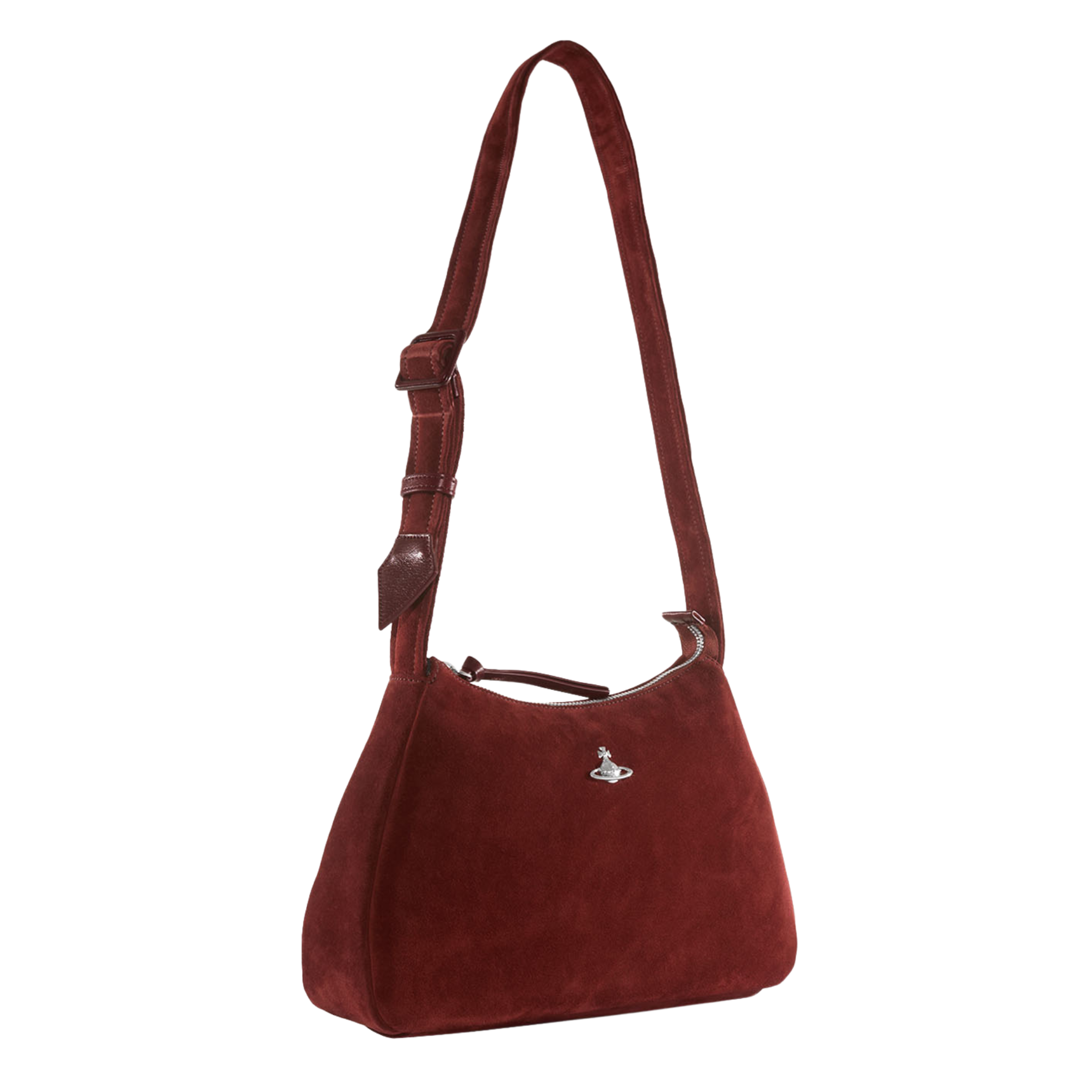 Womens Vivienne Westwood Burgundy Suede Kate Shoulder Bag