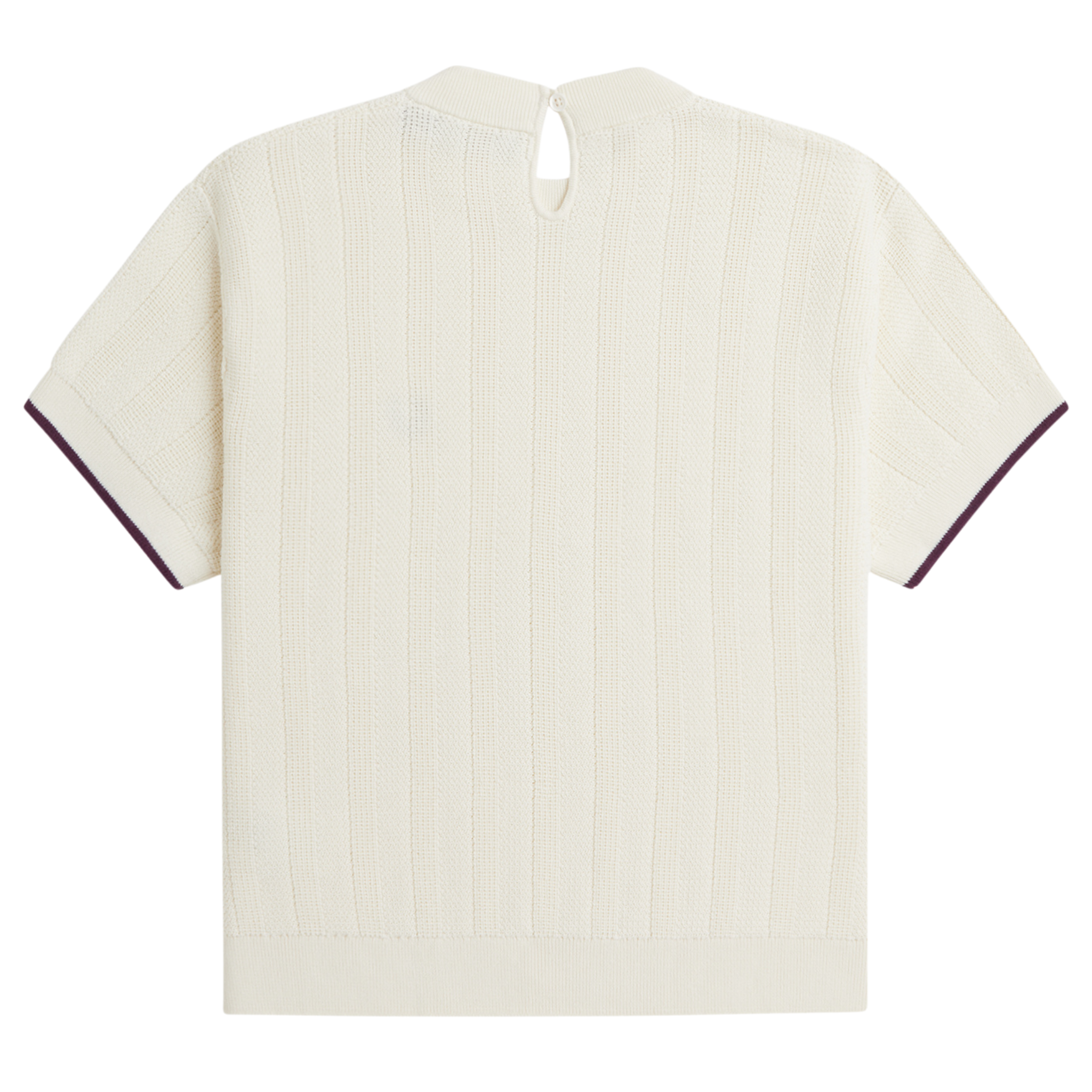 Womens Fred Perry Ecru Textured Knitted S/s T Shirt