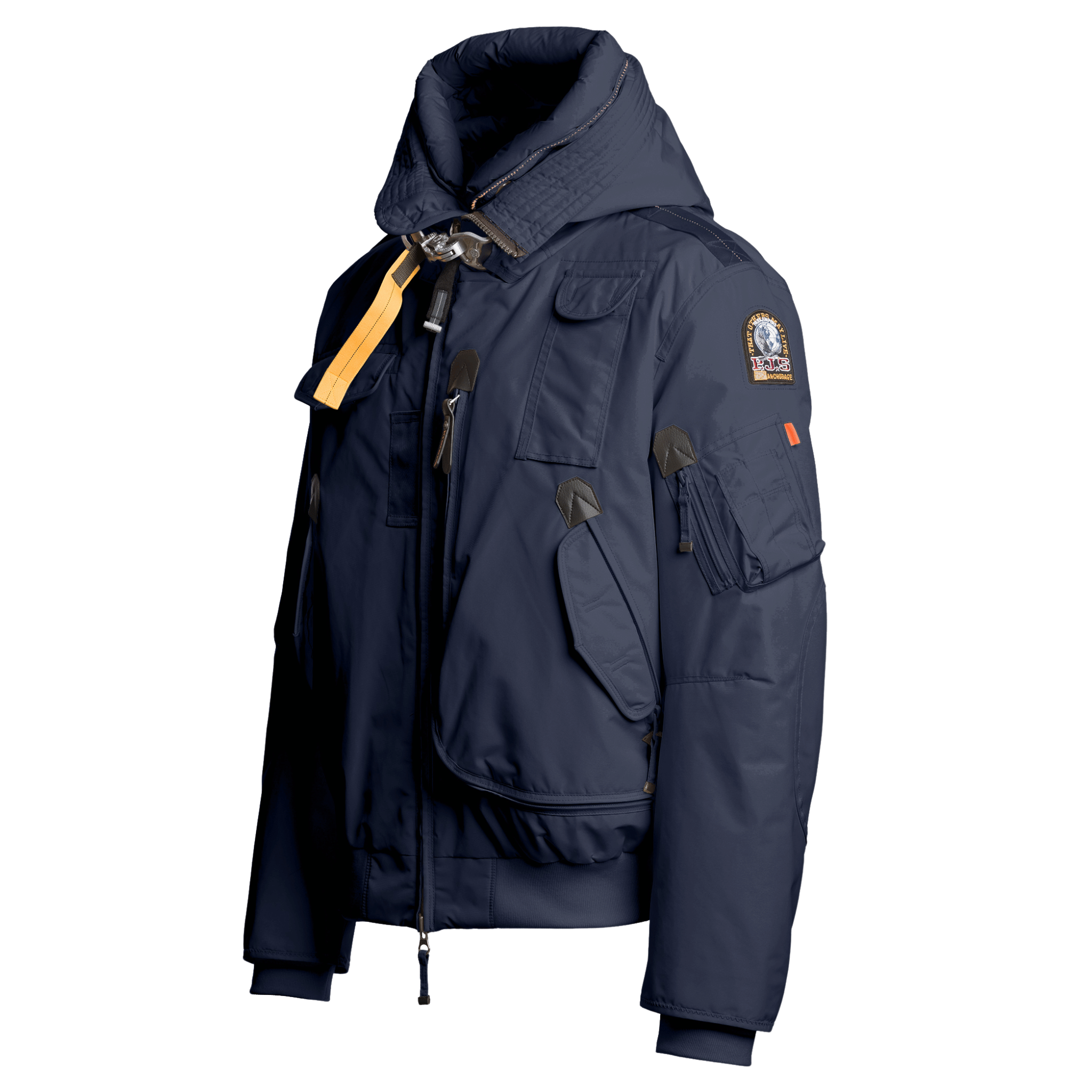 Mens Parajumpers Blue Navy Gobi Hood Down Bomber Jacket