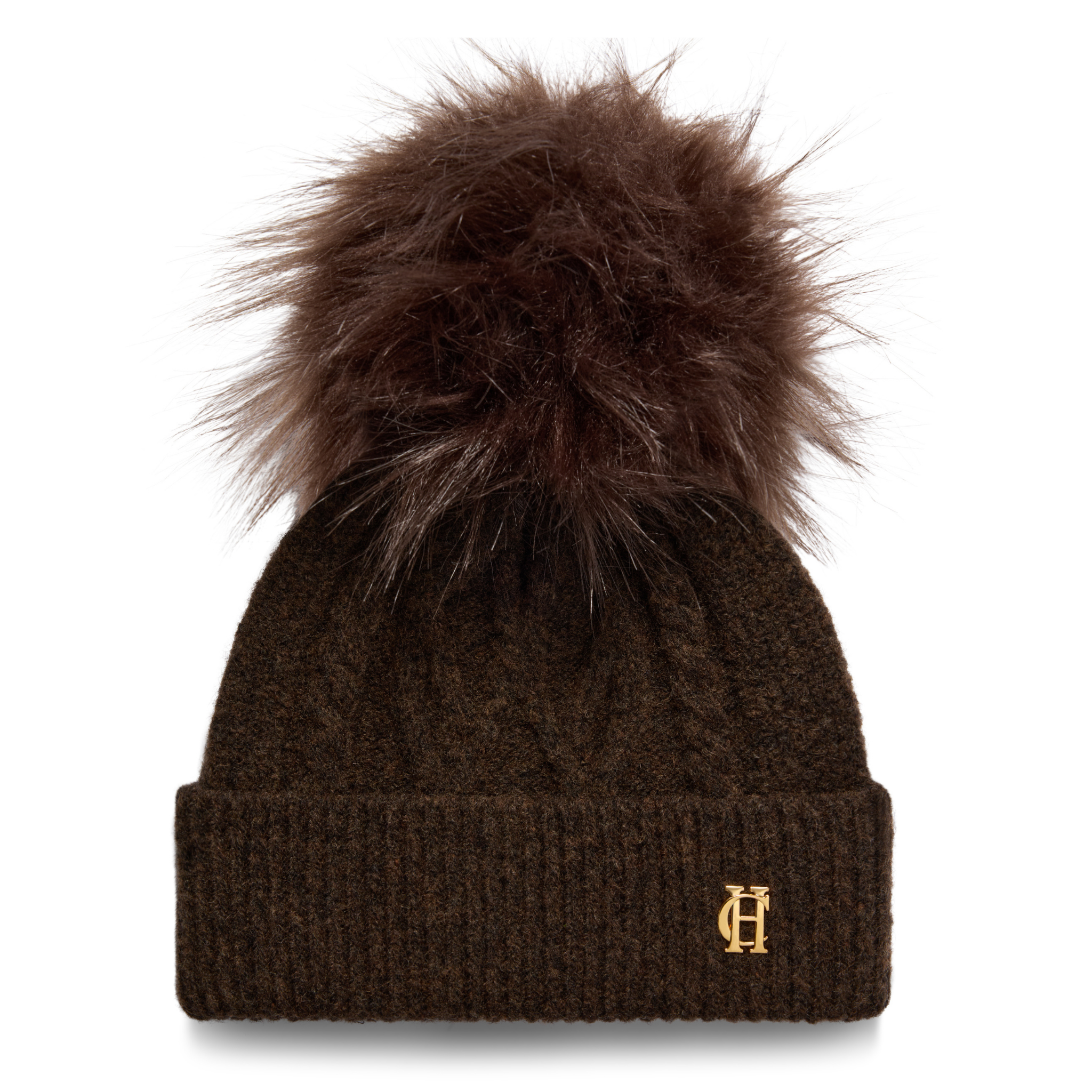 Womens Holland Cooper Chocolate Sloane Cable Bobble Hat
