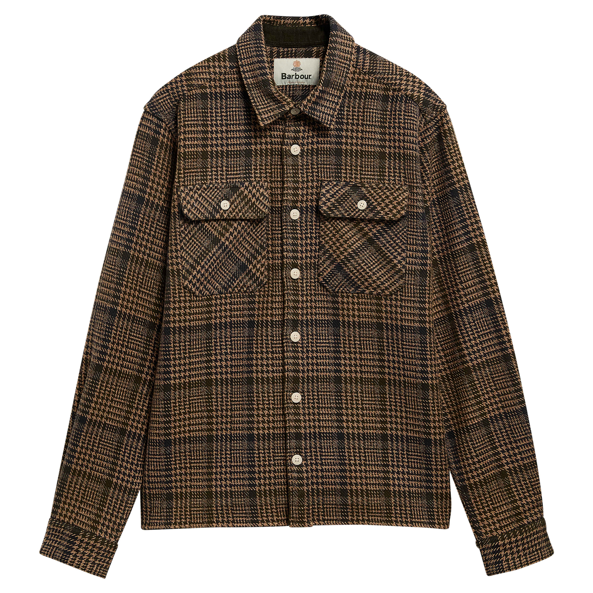 Mens Barbour Olive Millom Houndstooth Overshirt