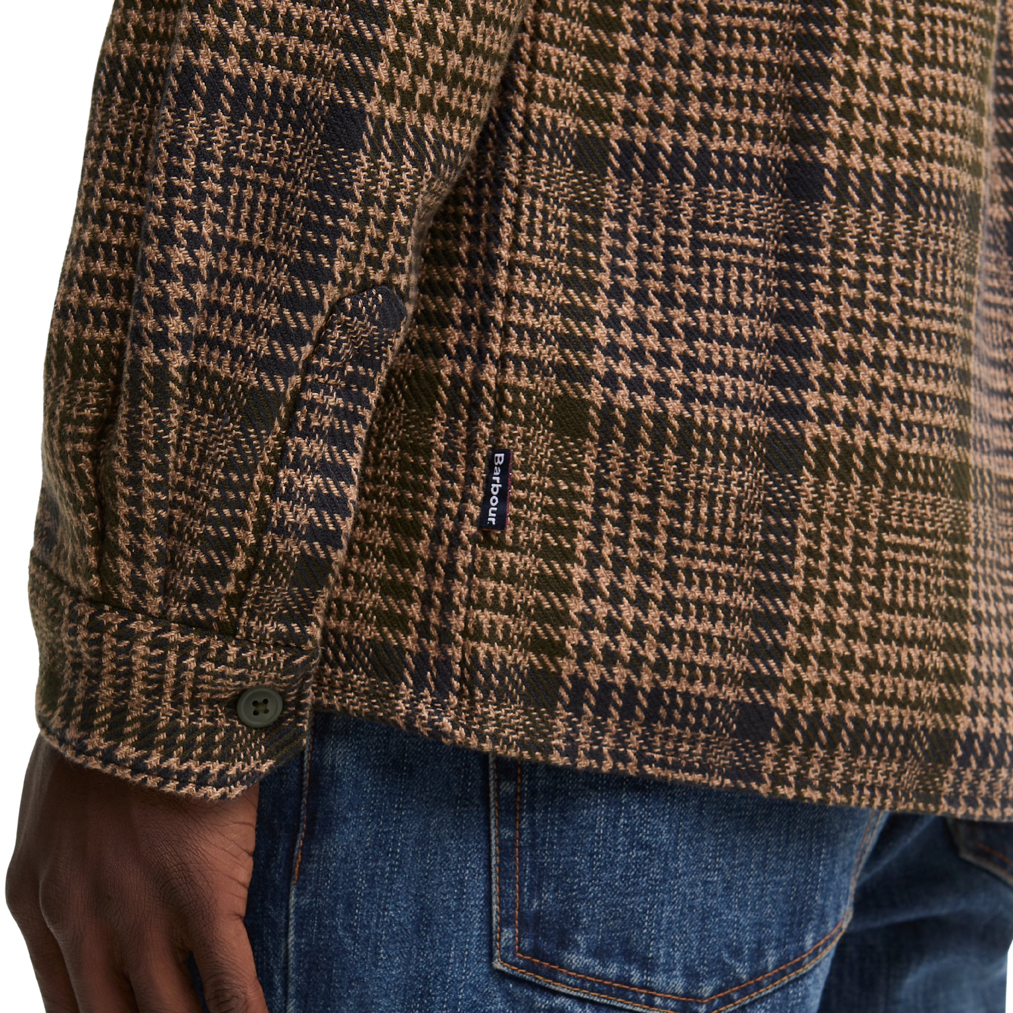 Mens Barbour Olive Millom Houndstooth Overshirt