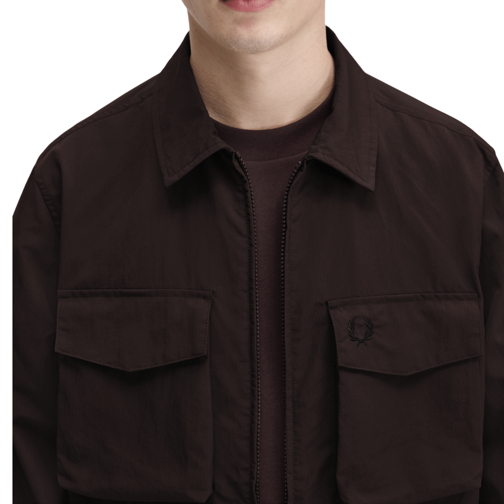 Mens Fred Perry Rich Brown Ripstop Pocket Overshirt