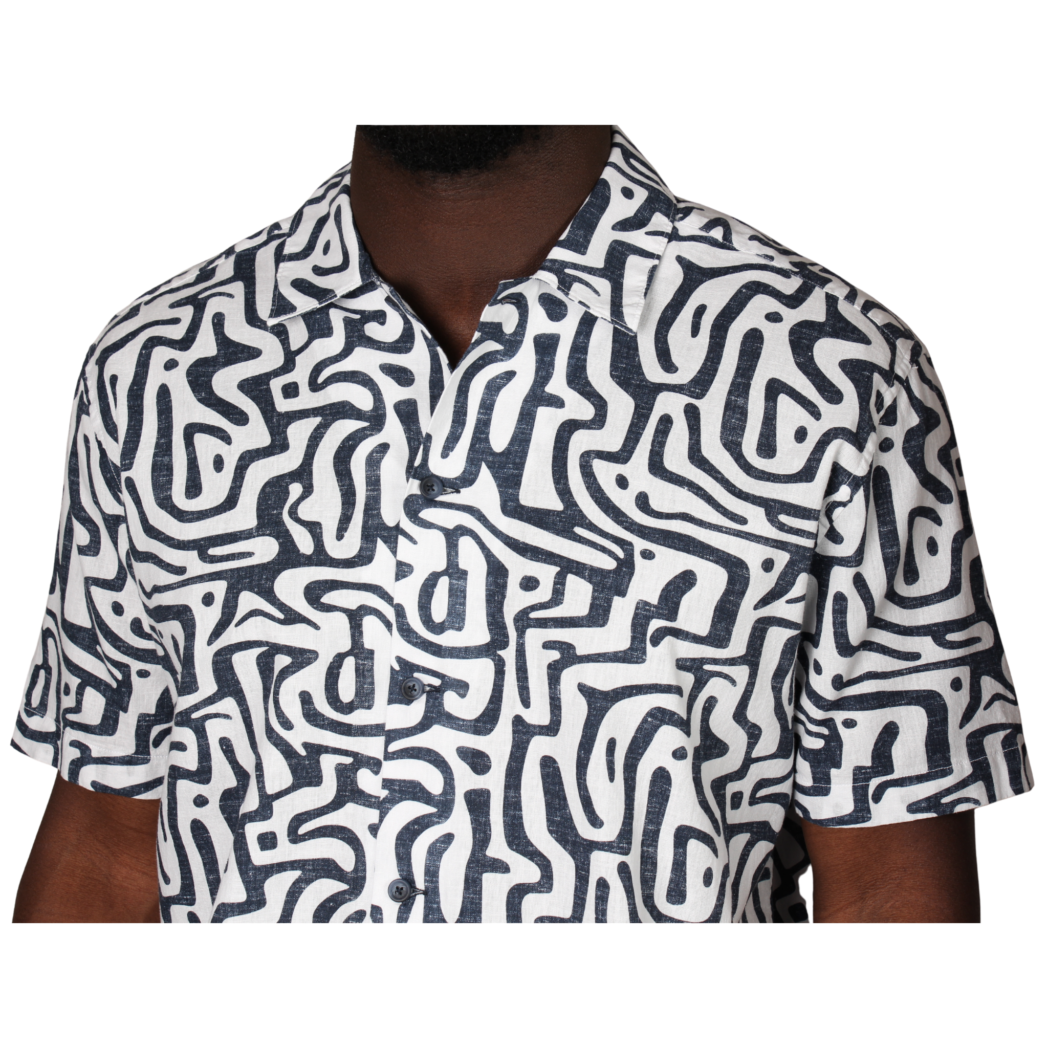 Mens Remus Uomo Navy Abstract Print Tapered Fit S/s Shirt