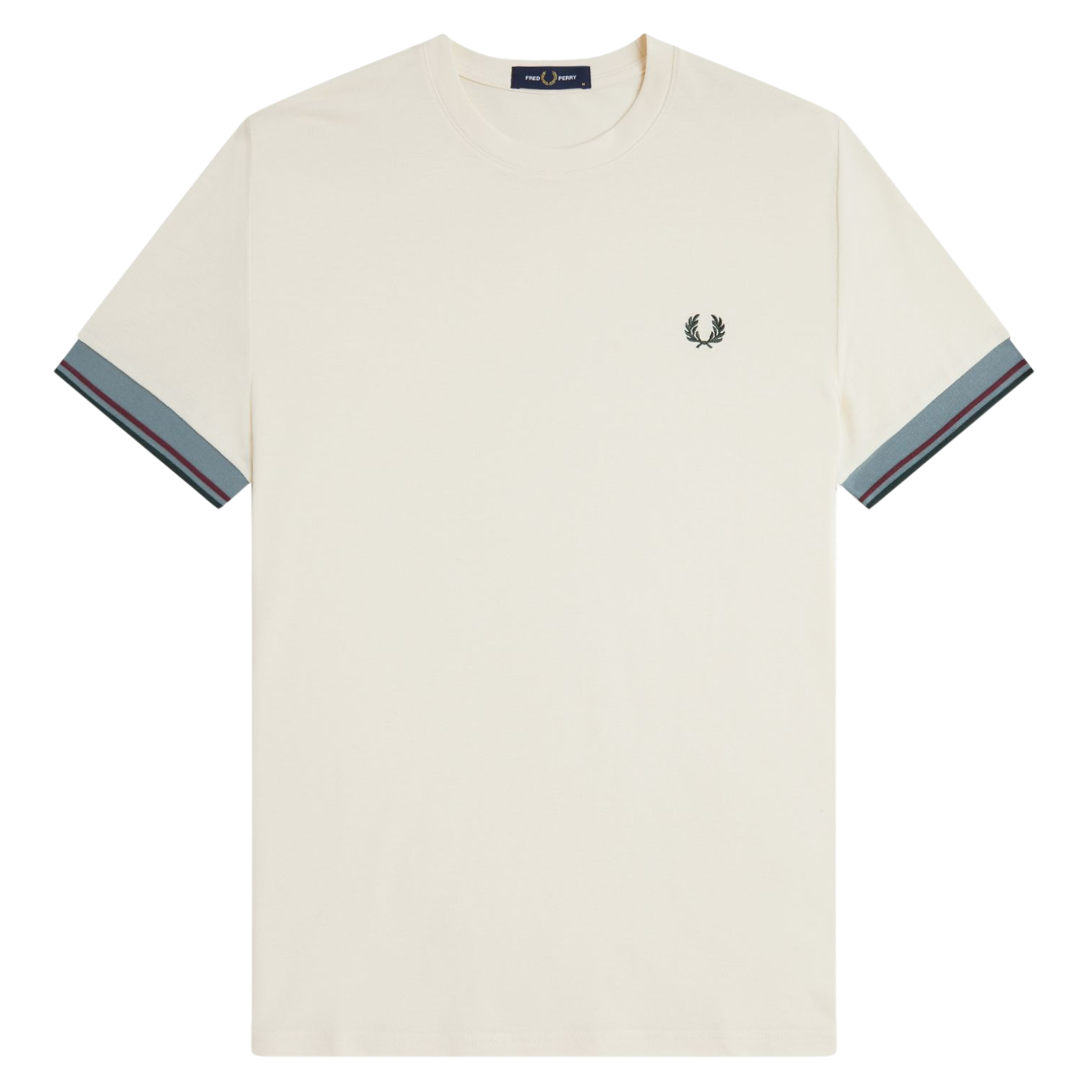 Mens Fred Perry Ecru Twin Tipped Cuff S/s T Shirt