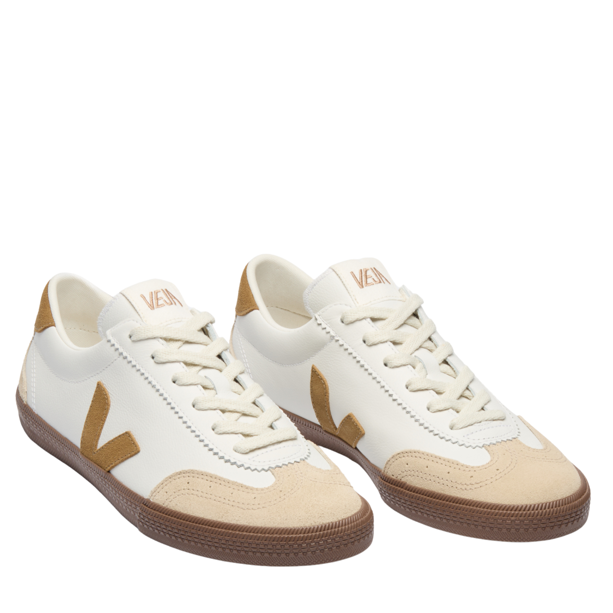 Mens VEJA White/Tent/Bark Volley O.T. Leather Trainers