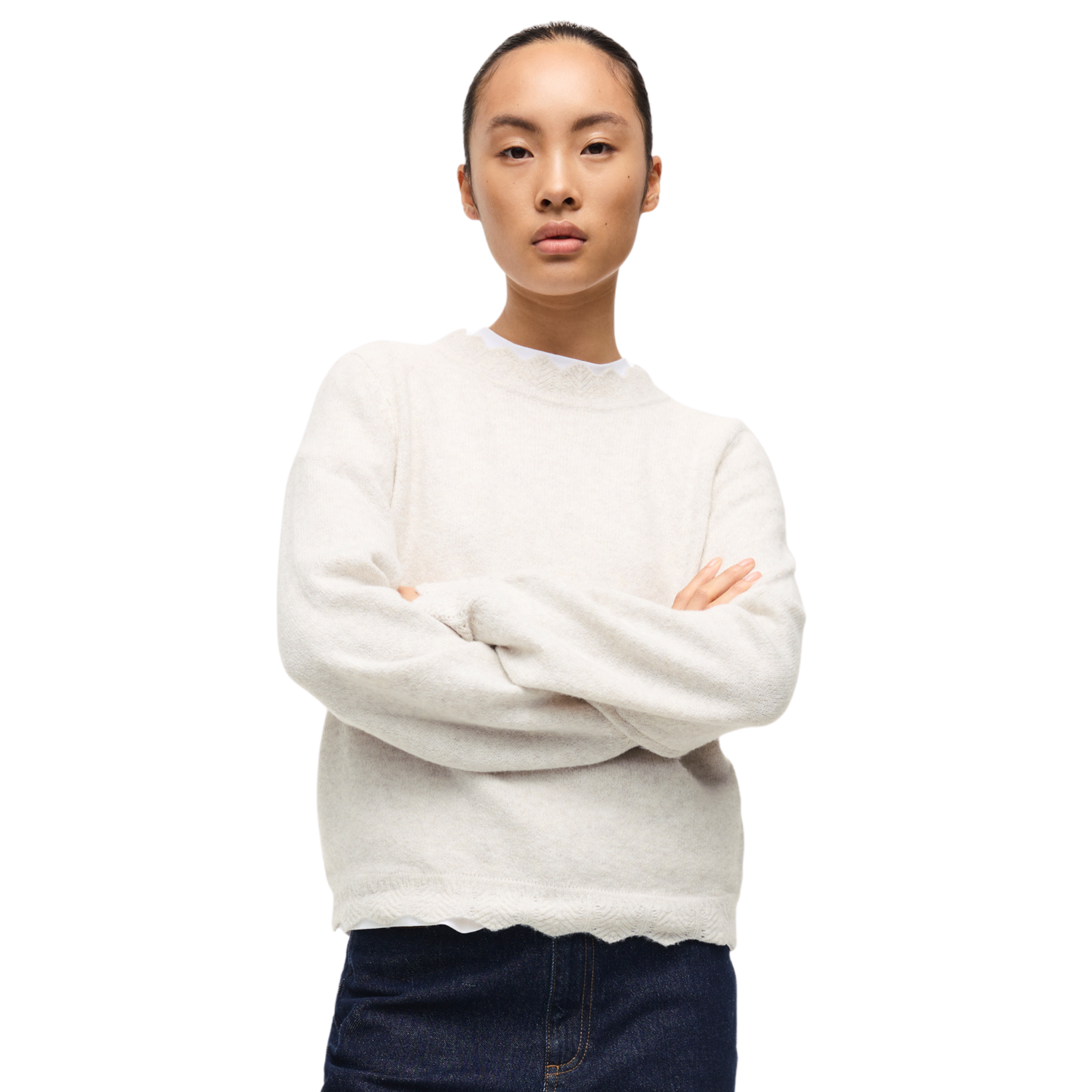 Womens Vila Super Light Melange Vinikolina Knitted Jumper