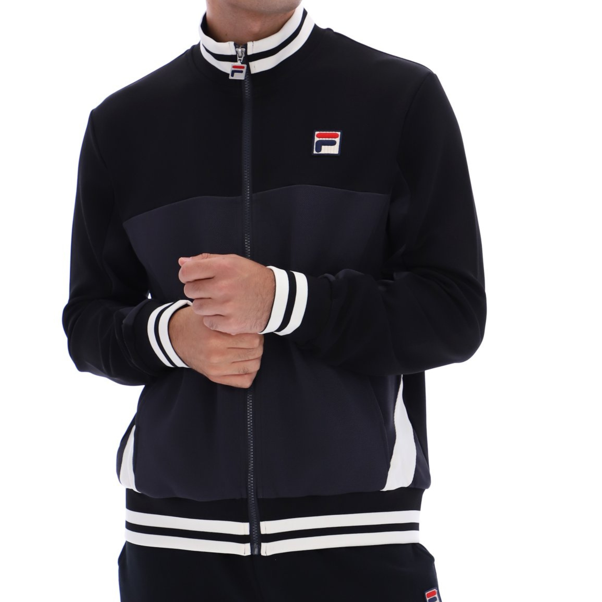 Mens Fila Black/Charcoal/Gardenia Tiebreaker Track Jacket