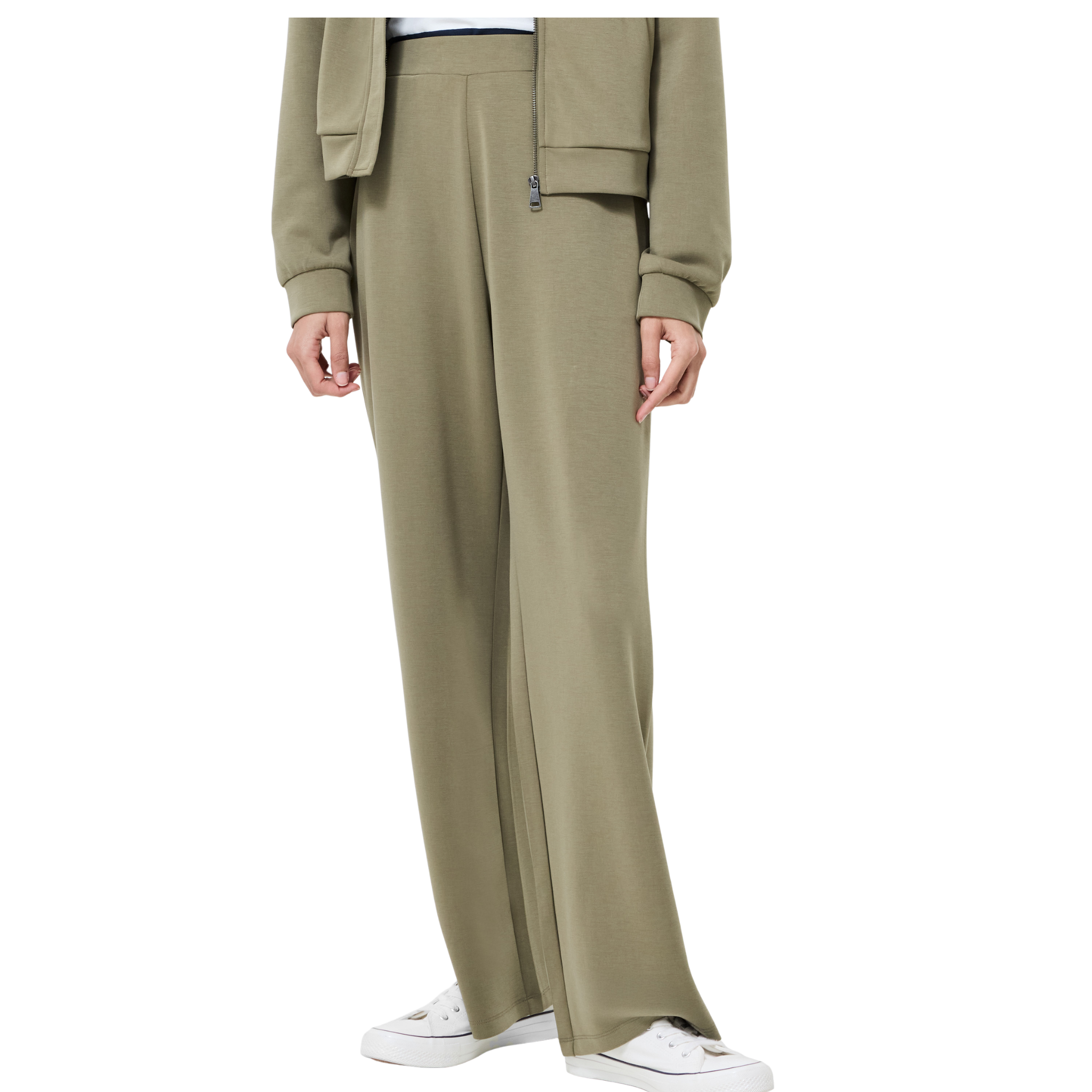 Womens French Connection Washed Khaki Wren Slim Straight Trousers