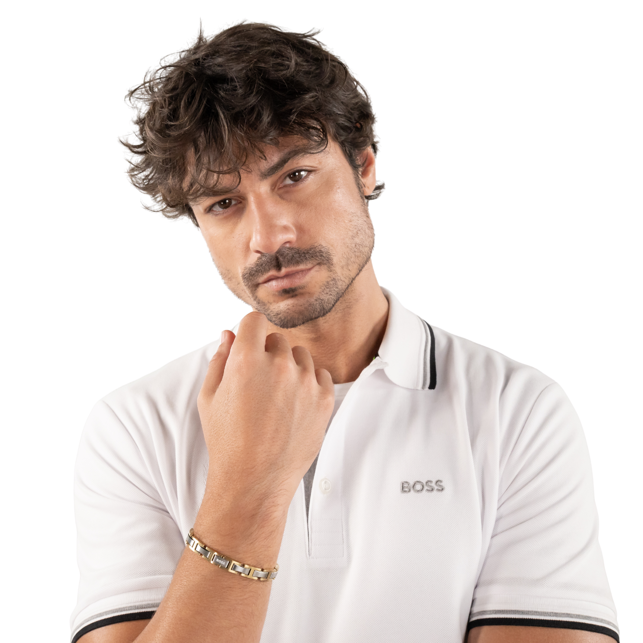 Mens BOSS Stainless Steel/Light Gold Nolan Bracelet