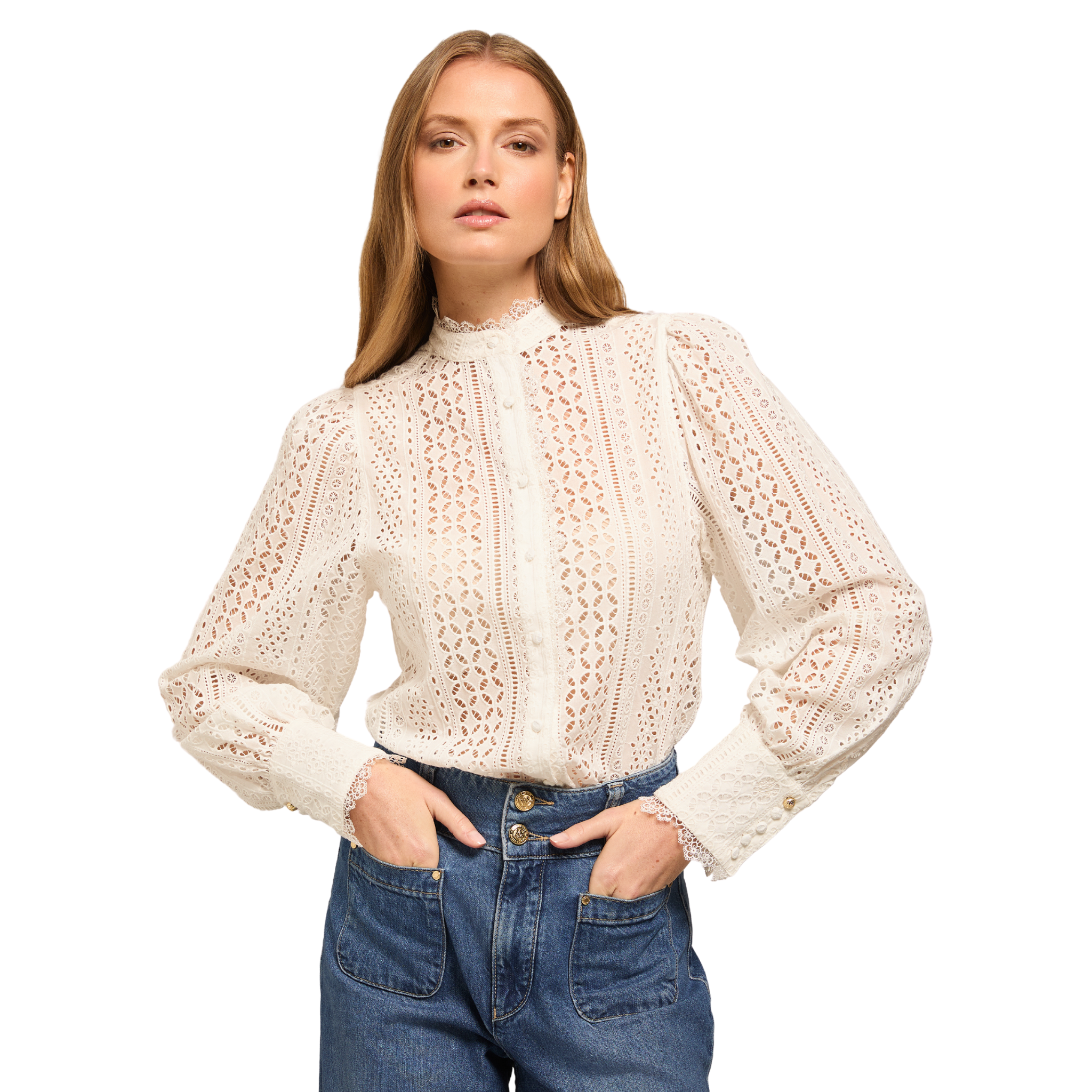 Womens Holland Cooper White Broderie Blouse