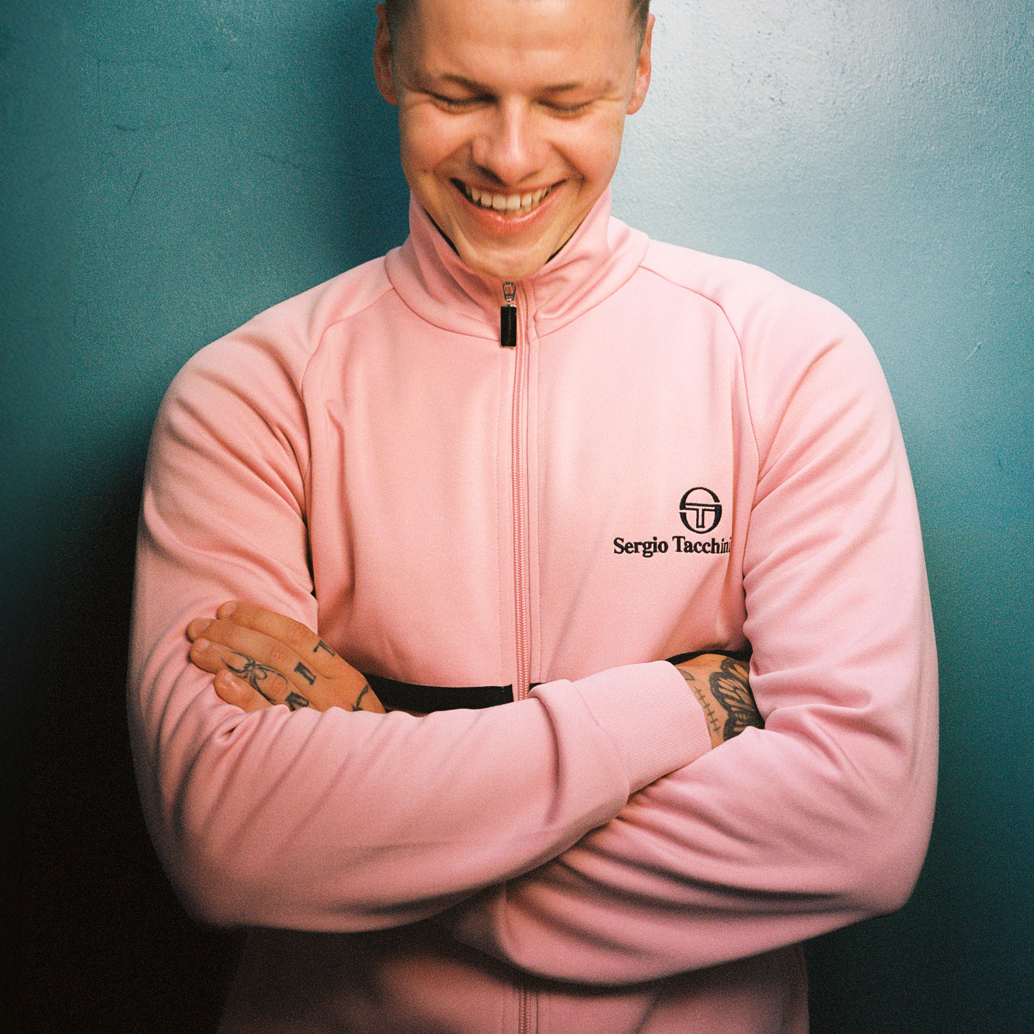 Mens Sergio Tacchini Quartz Pink/Blue New Dallas Track Top