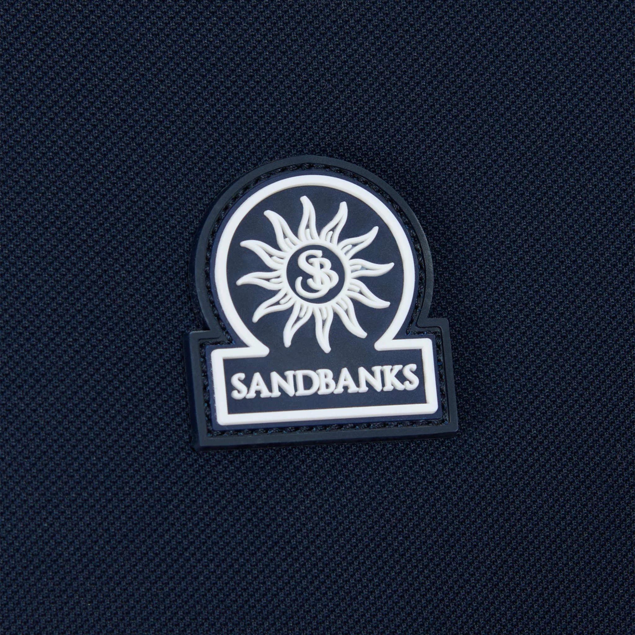 Mens Sandbanks Navy Gradient Rib S/s Polo Shirt