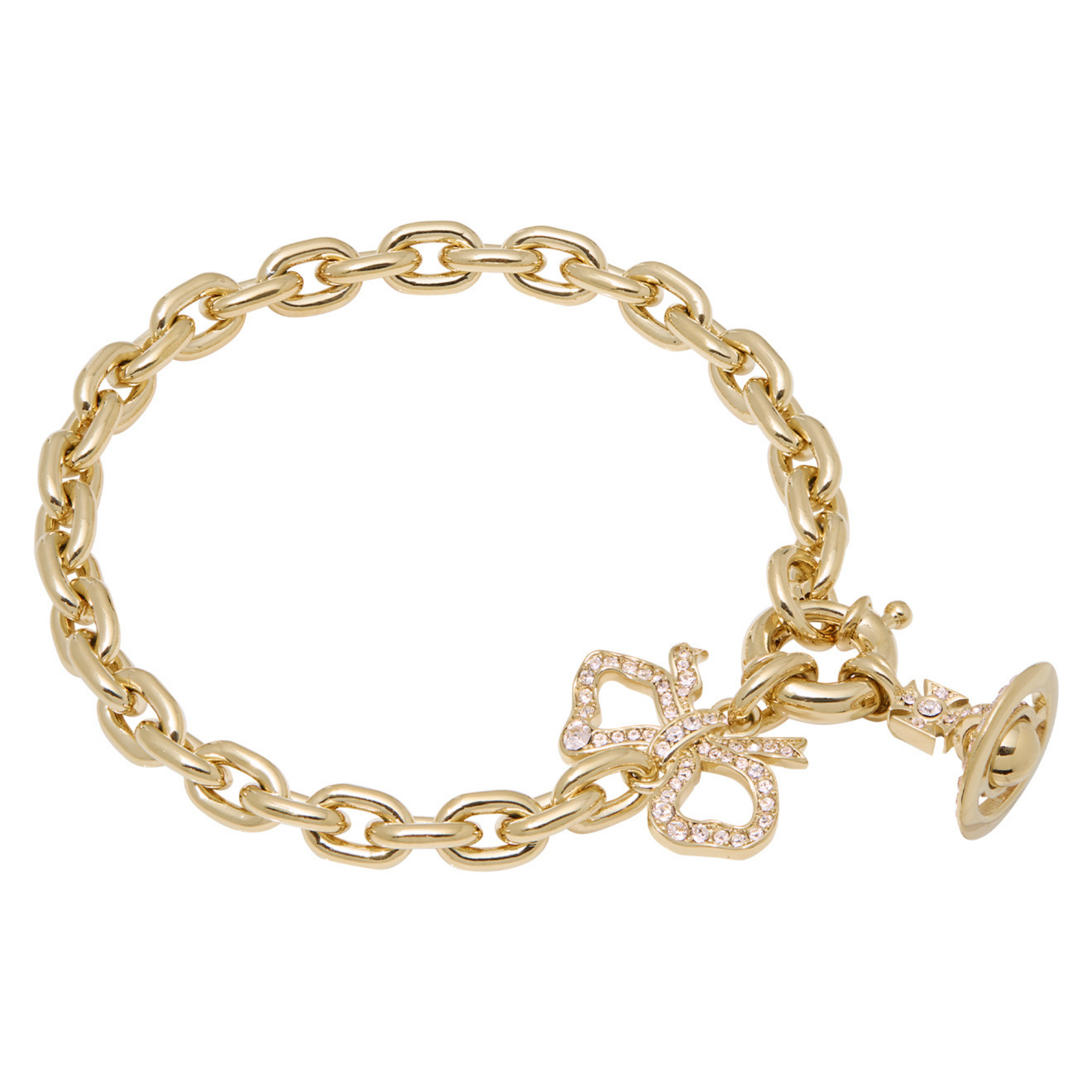Vivienne Westwood Gold/Silk Crystal Rigoberta Chain Bracelet
