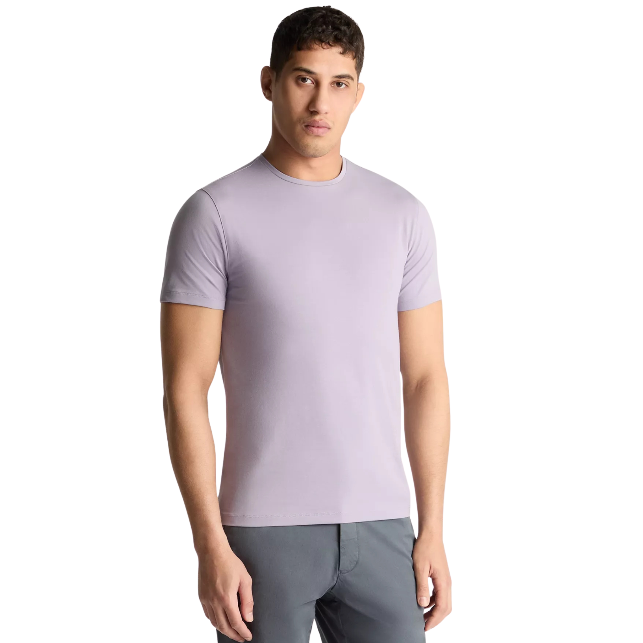 Mens Remus Uomo Lavender Grey Cotton Stretch S/s T Shirt
