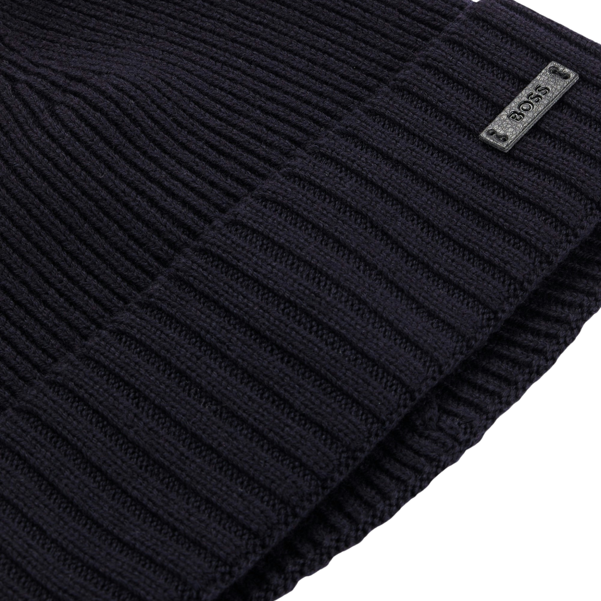 Mens BOSS Dark Blue Fati Beanie Hat
