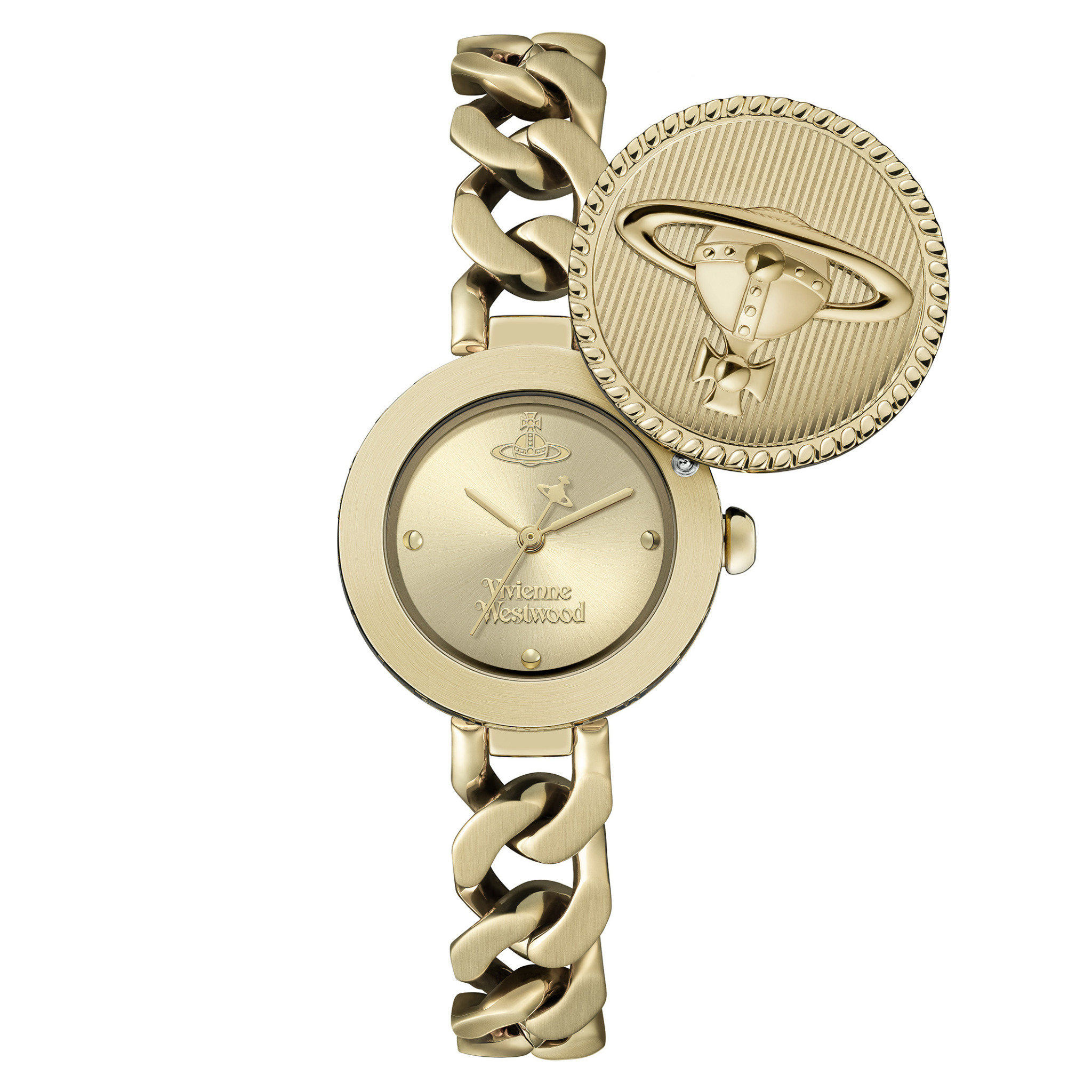 Womens Vivienne Westwood Gold Orb Button Bracelet Watch