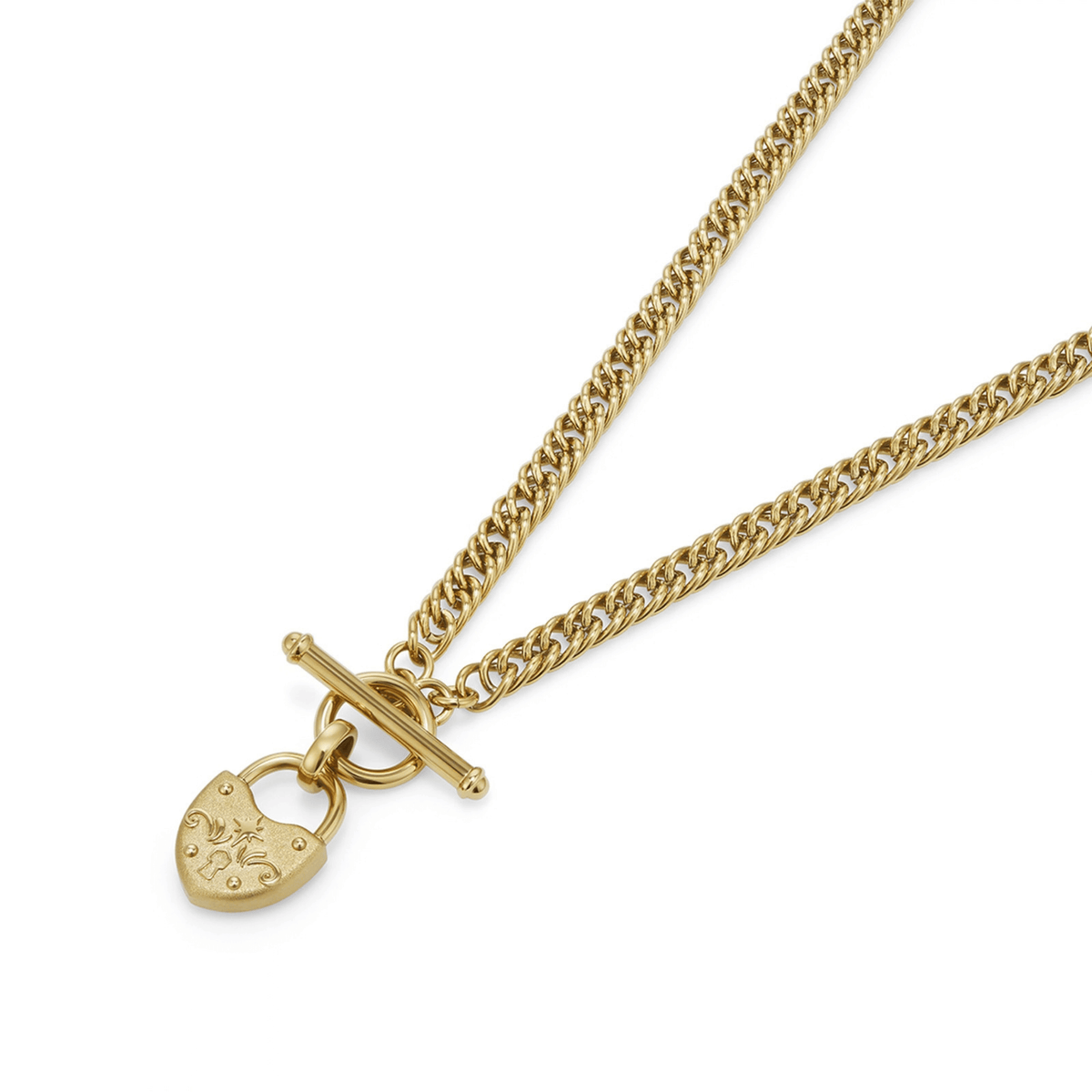 Womens Olivia Burton Gold Lock Heart Toggle Necklace