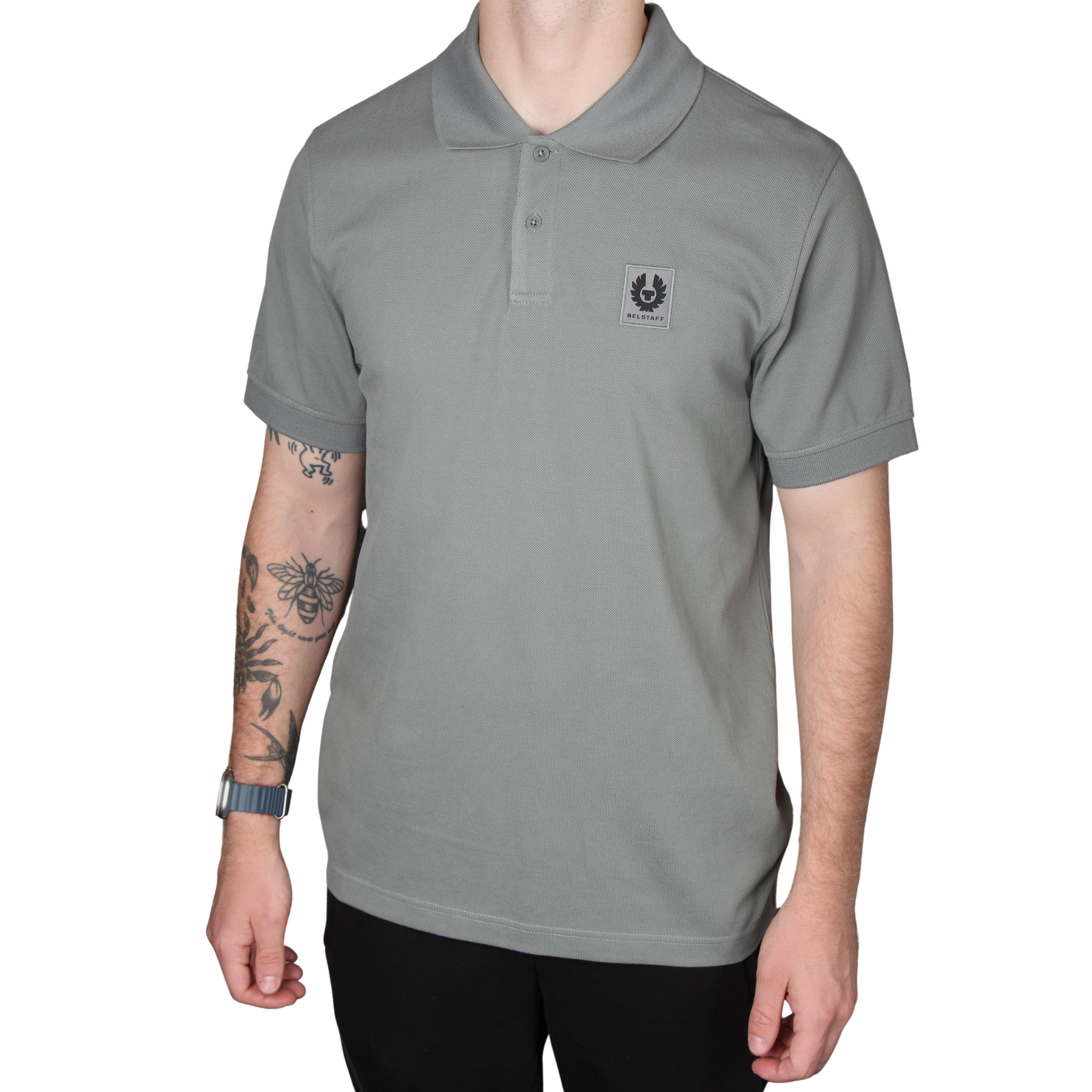 Mens Belstaff Atlantic Grey Branded S/s Polo Shirt