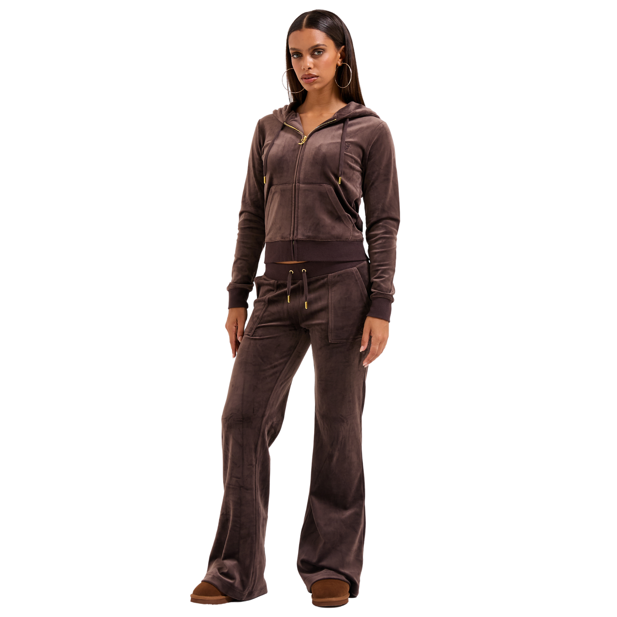 Womens Juicy Couture Java Layla Gold Velour Pants