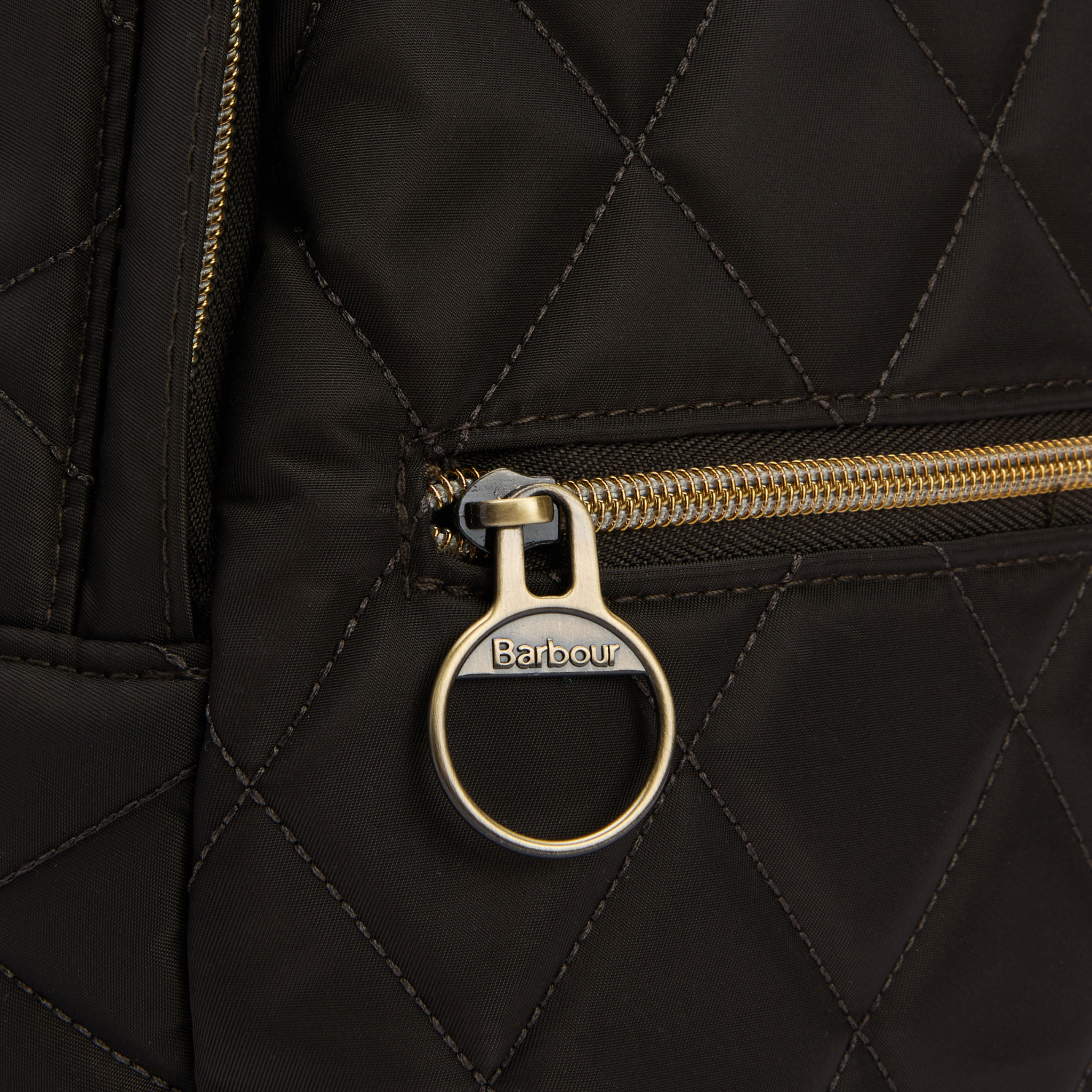 Womens Barbour Olive Quilted Backpack