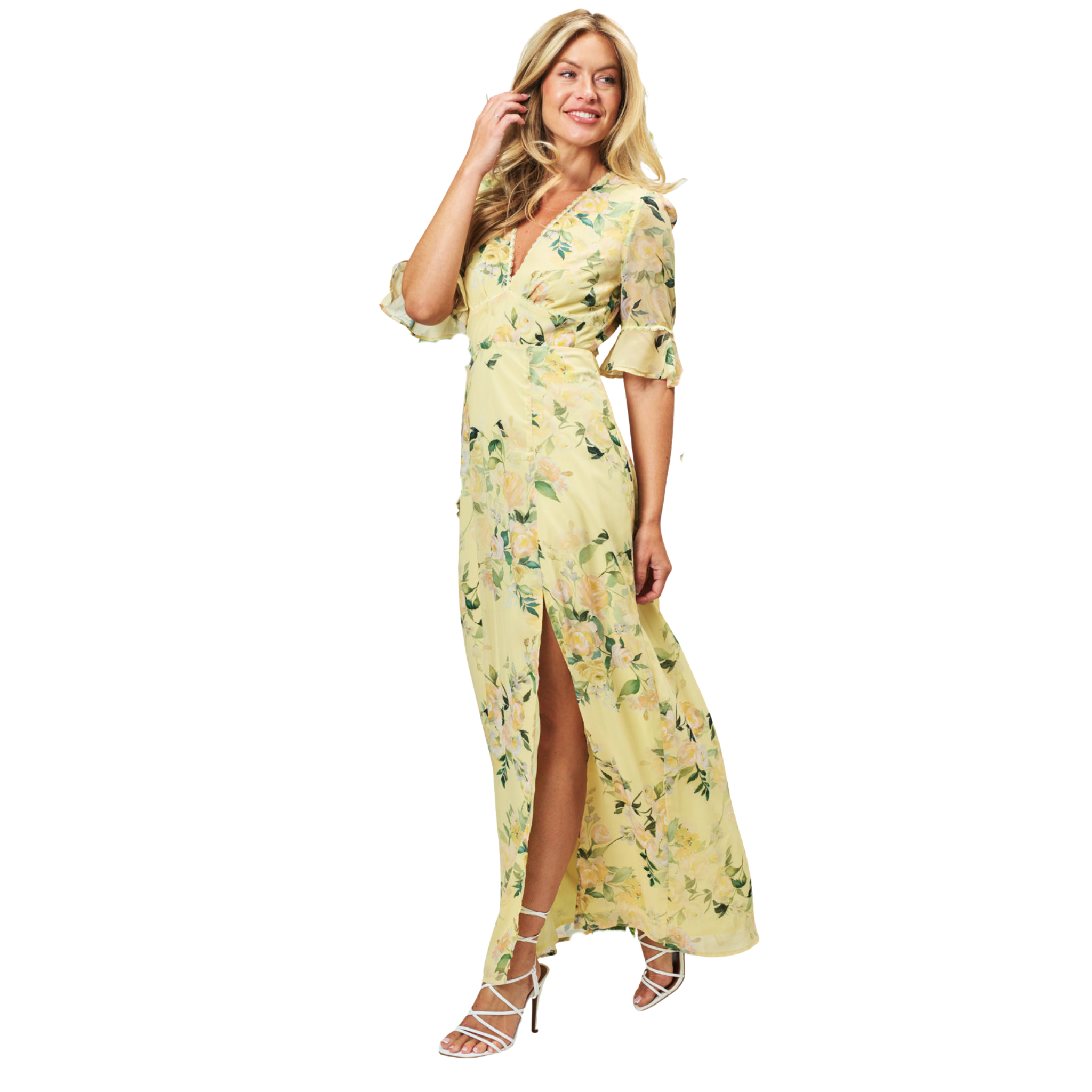 Womens Hope & Ivy Yellow Multo Goldie Dress