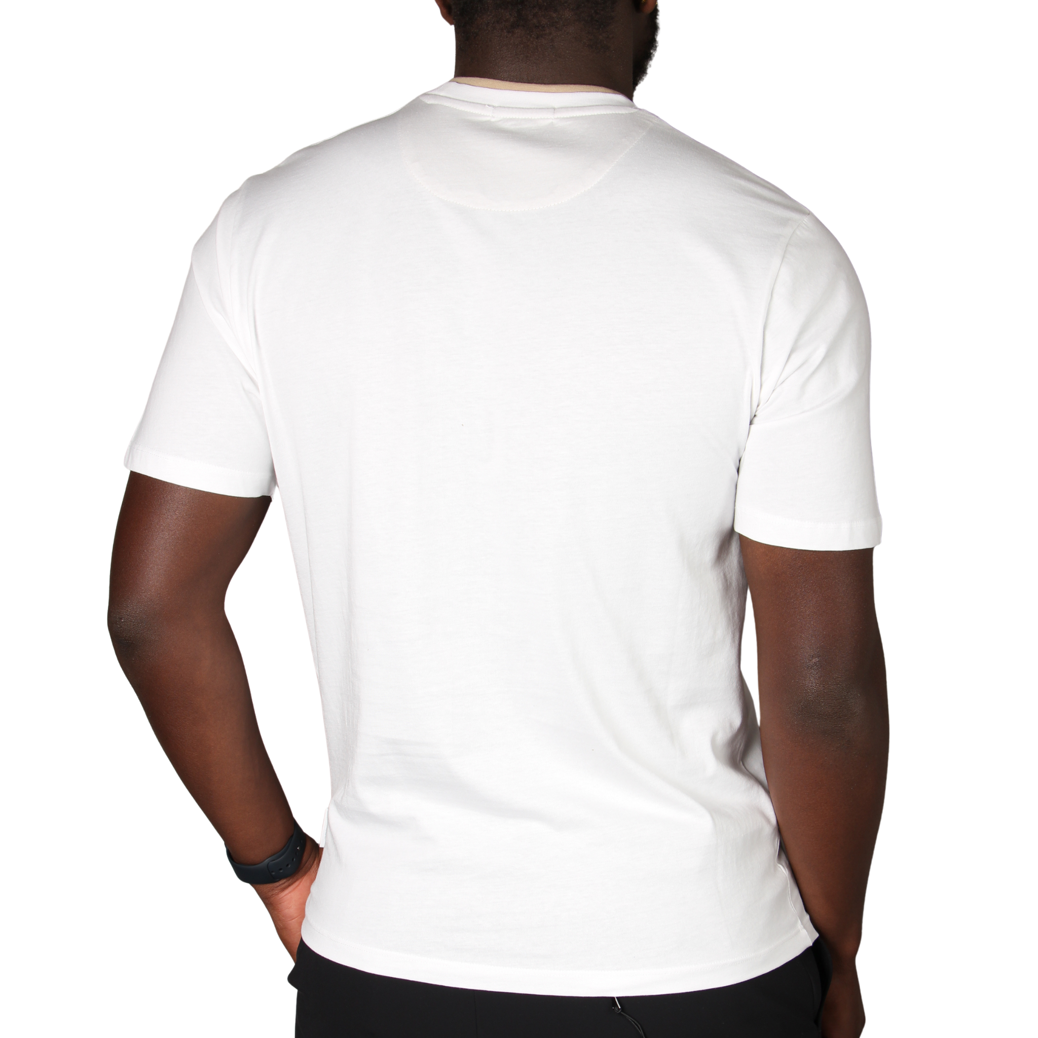 Mens SEINSE White/Beige Double Collar Neck S/s T Shirt