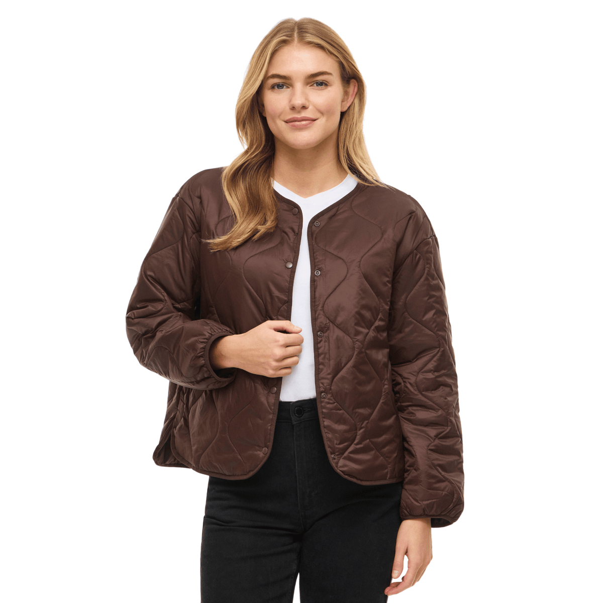 Womens Vila Coffee Bean Vidune Quilted Light Jacket