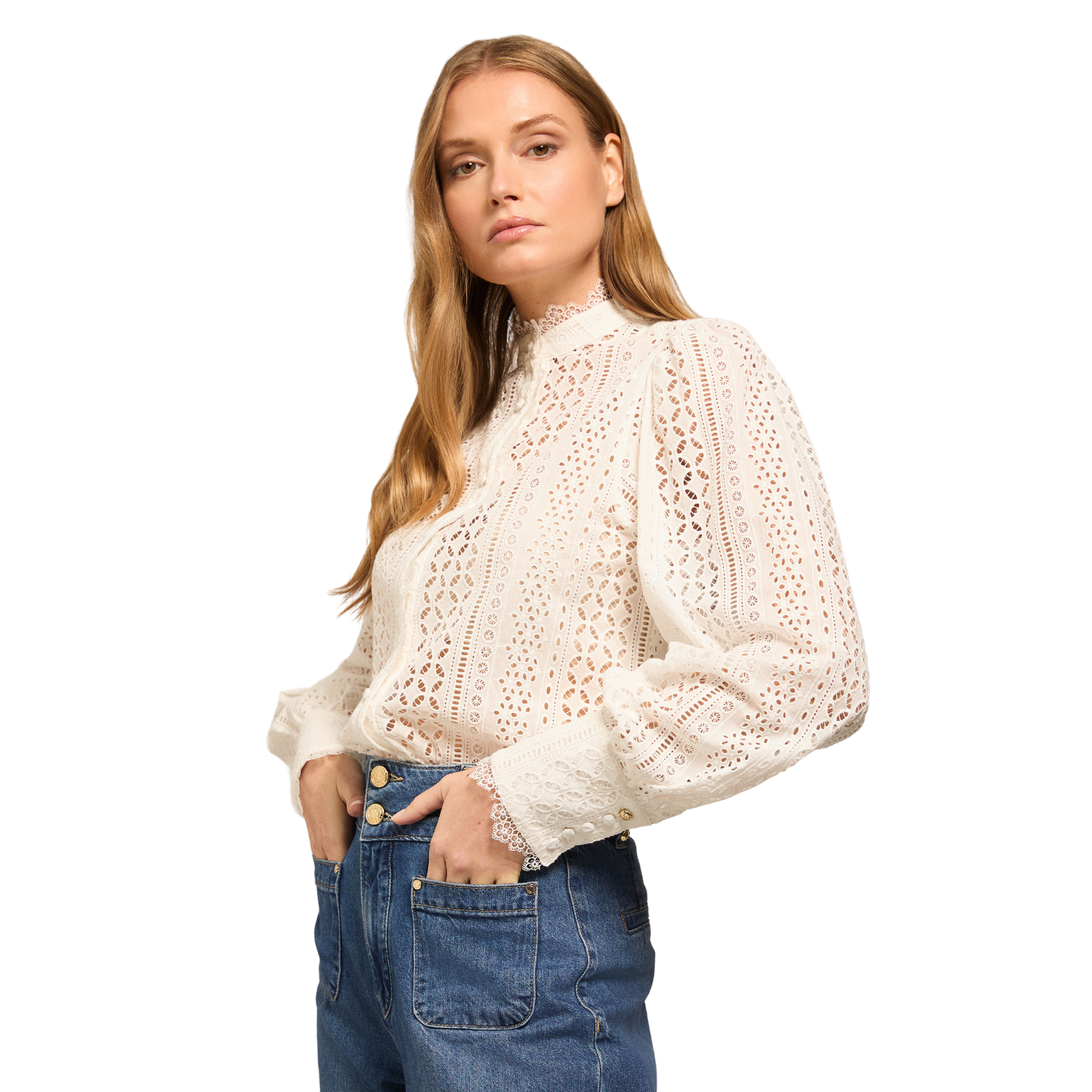 Womens Holland Cooper White Broderie Blouse