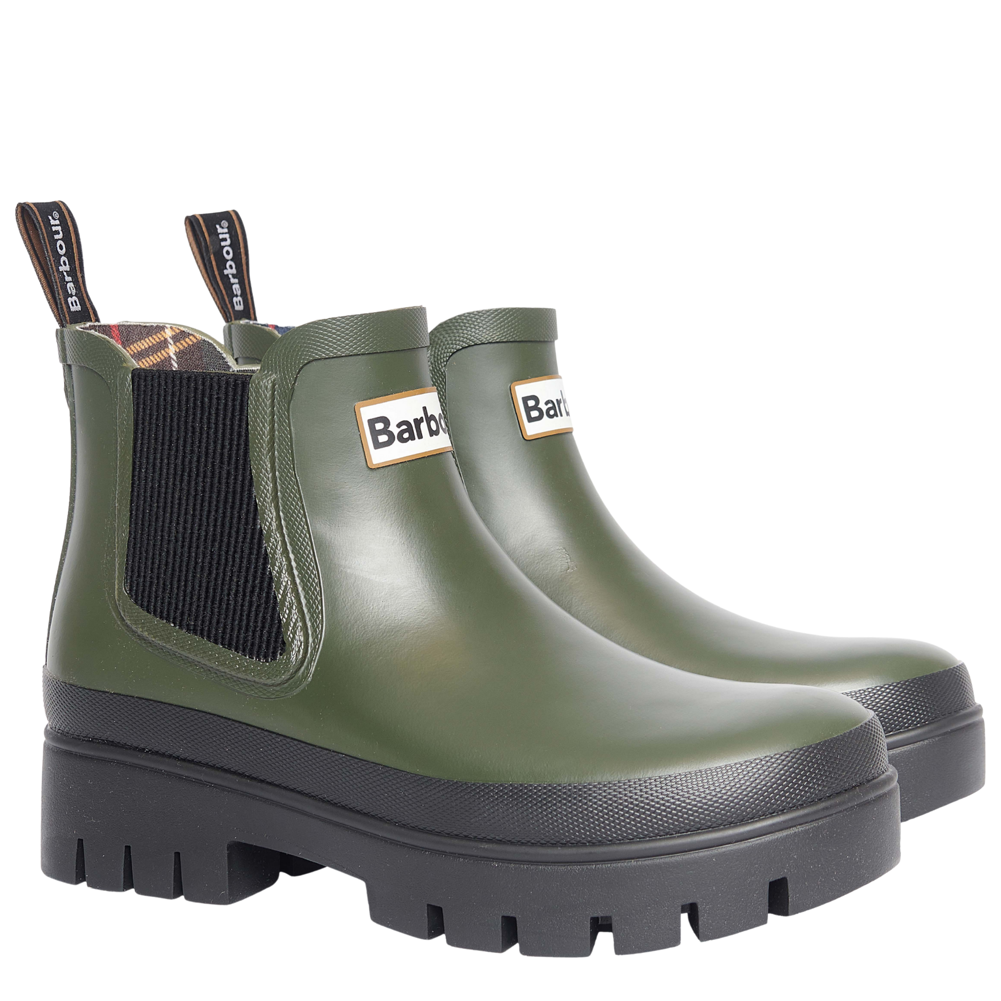 Womens Barbour Olive/Black Halton Chelsea Welly