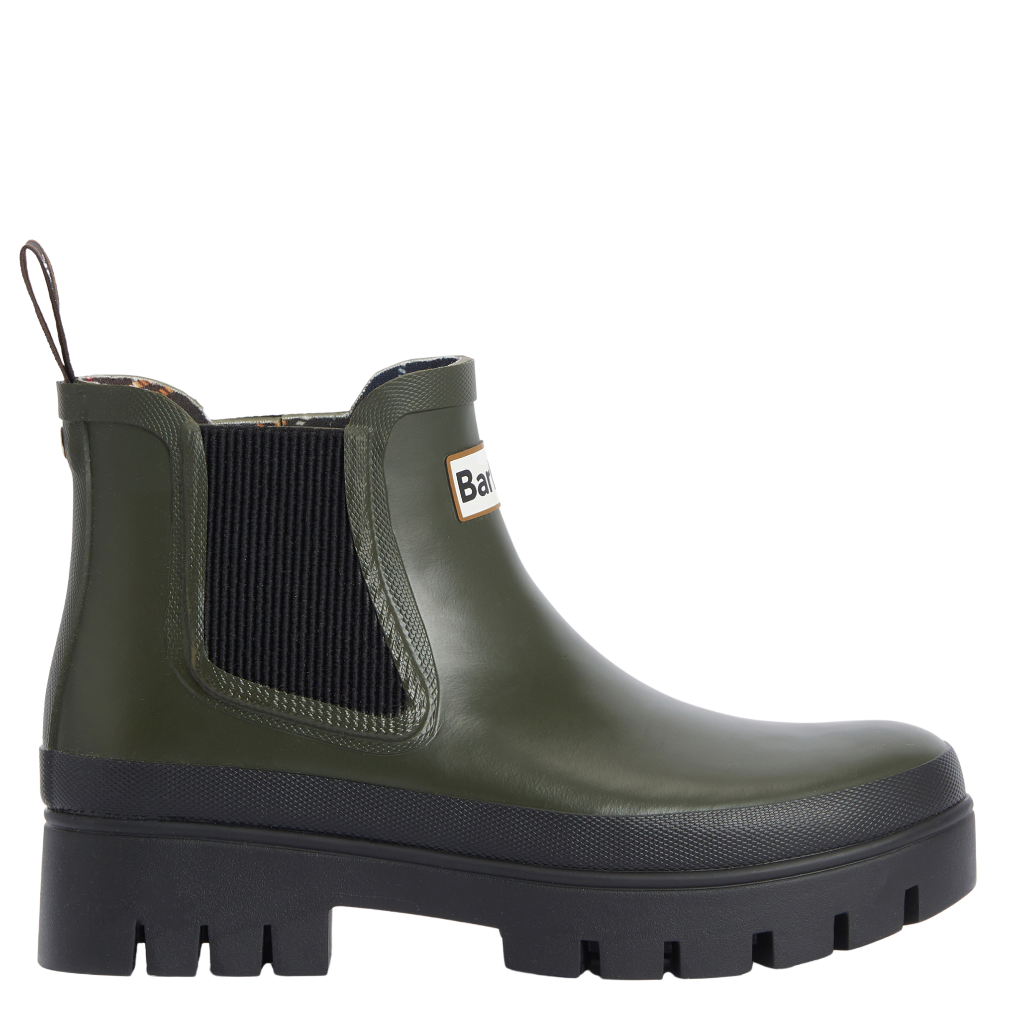 Womens Barbour Olive/Black Halton Chelsea Welly