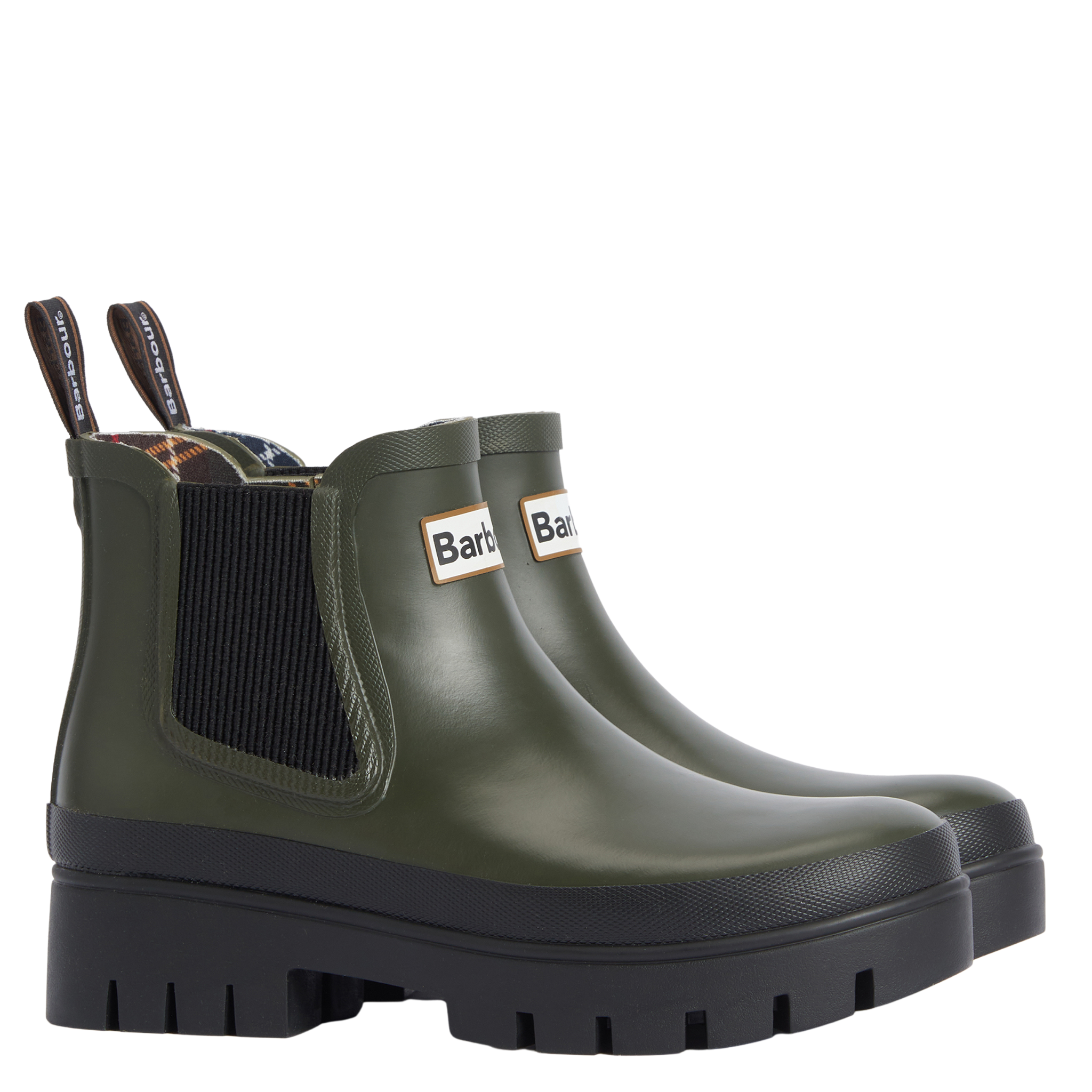 Womens Barbour Olive/Black Halton Chelsea Welly