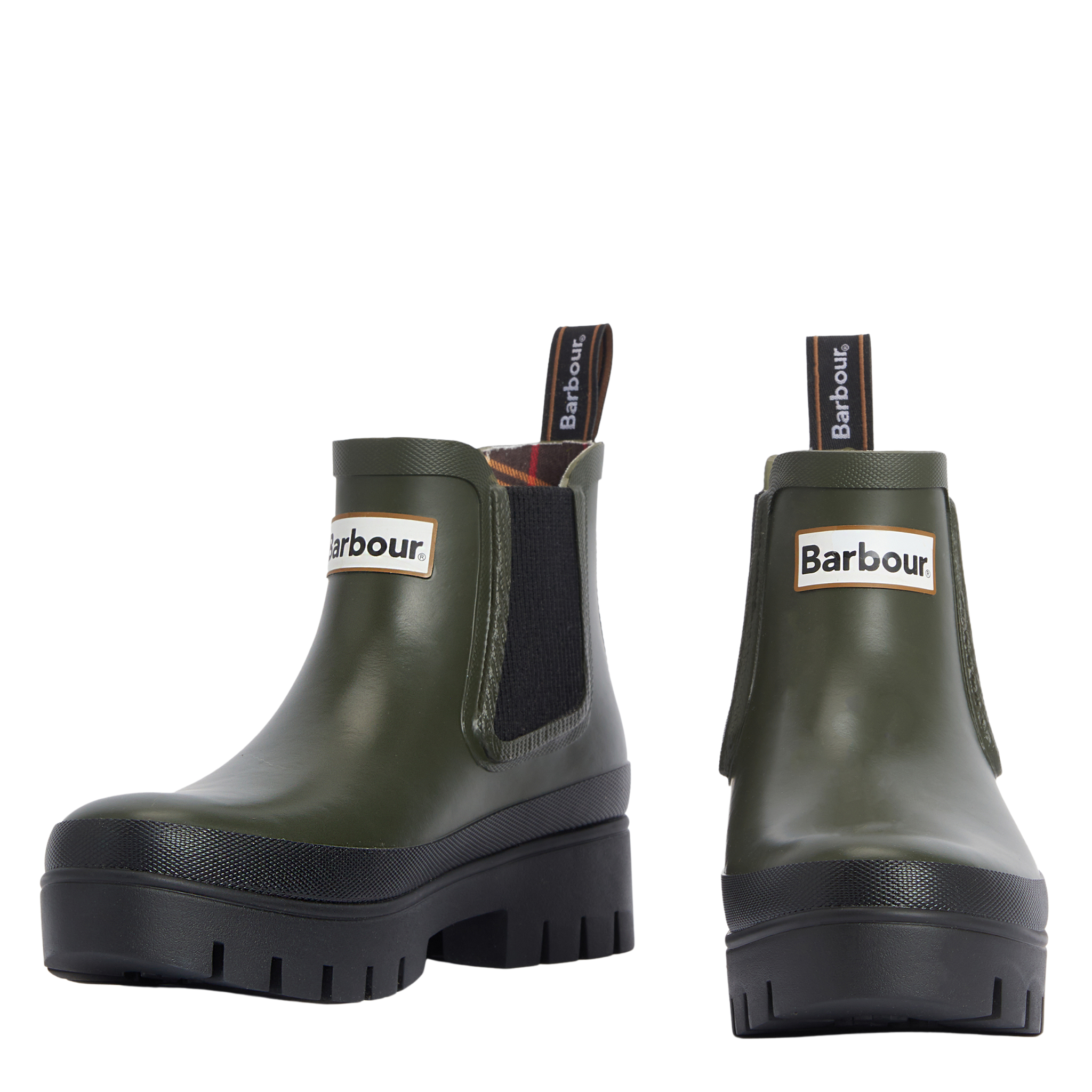 Womens Barbour Olive/Black Halton Chelsea Welly
