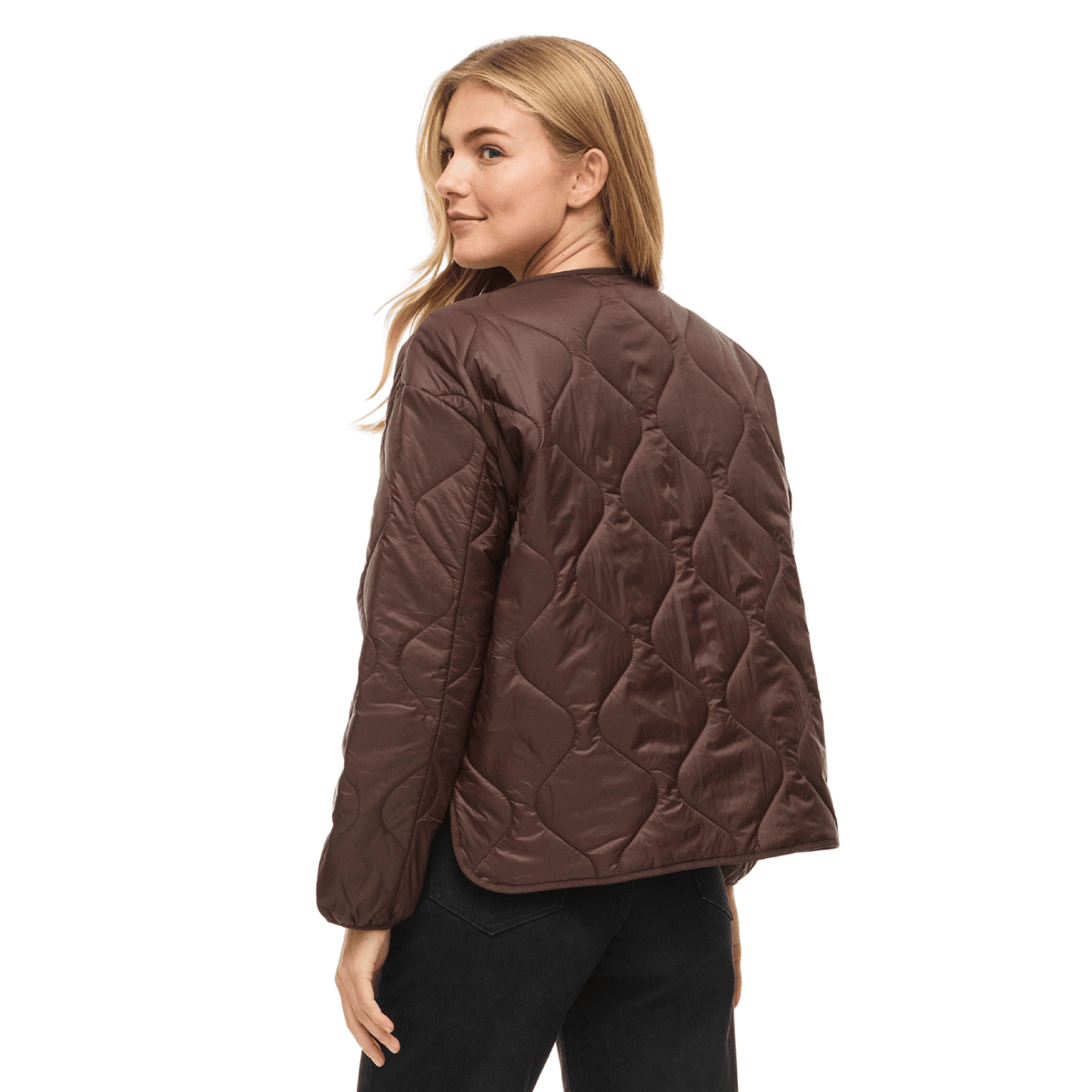 Womens Vila Coffee Bean Vidune Quilted Light Jacket