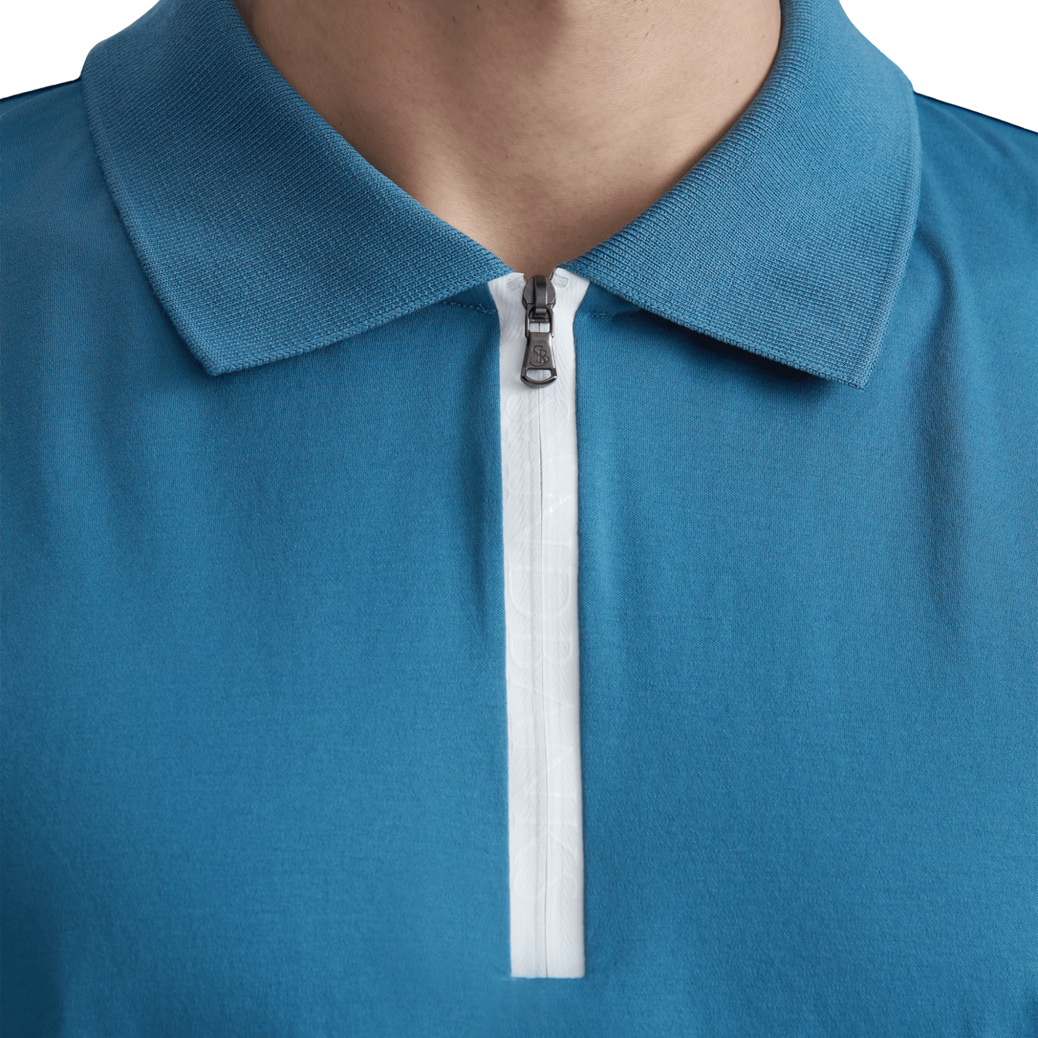Mens Sandbanks Teal Silicone Zip S/s Polo Shirt