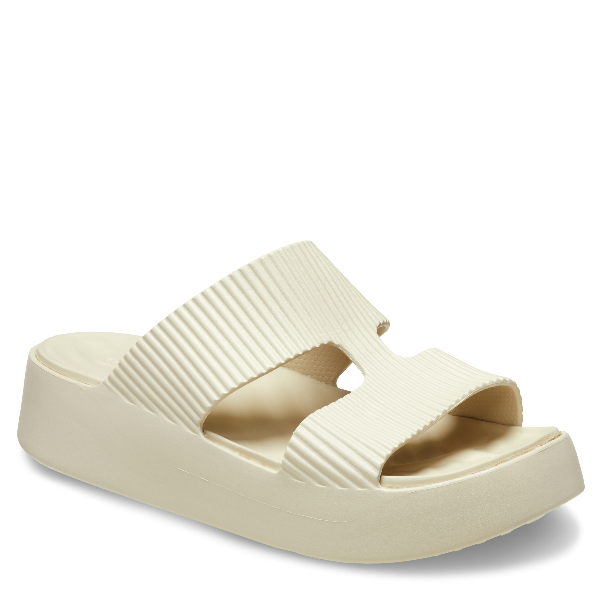 Womens Crocs Sandstone Getaway Groove Platform H-Strap Sandals