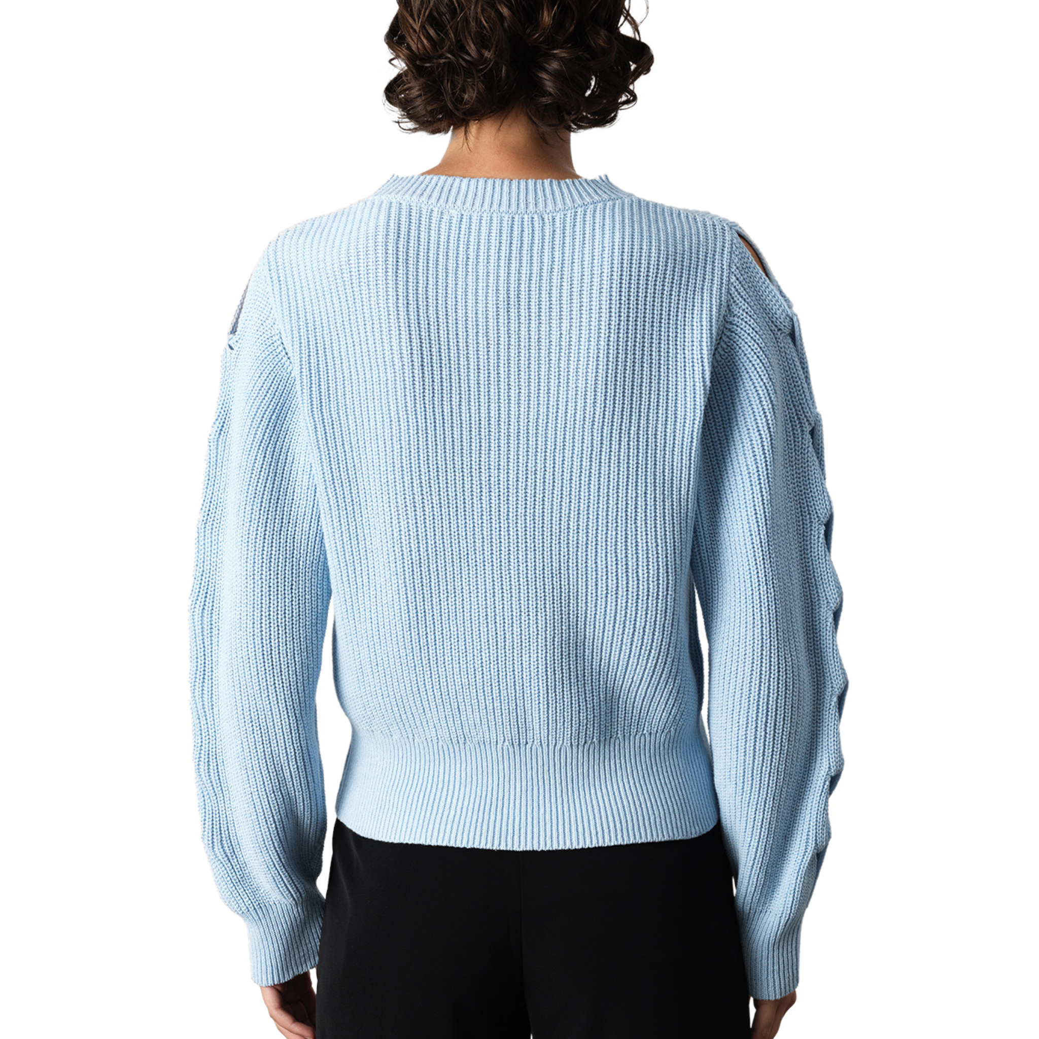 Womens French Connection Arctic Blue Glinda Braided Sleeve Jumper