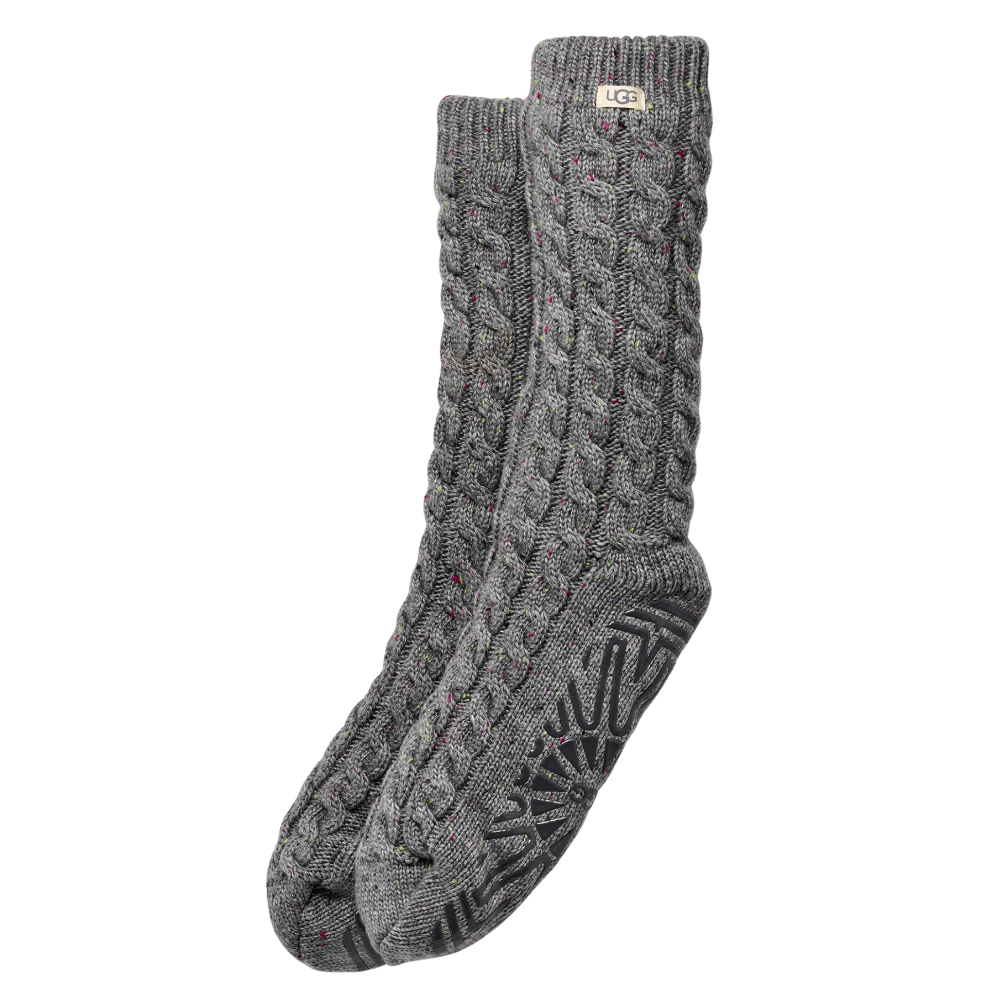 Womens UGG Charcoal Heather Confetti Elowyn Cable Knit Socks