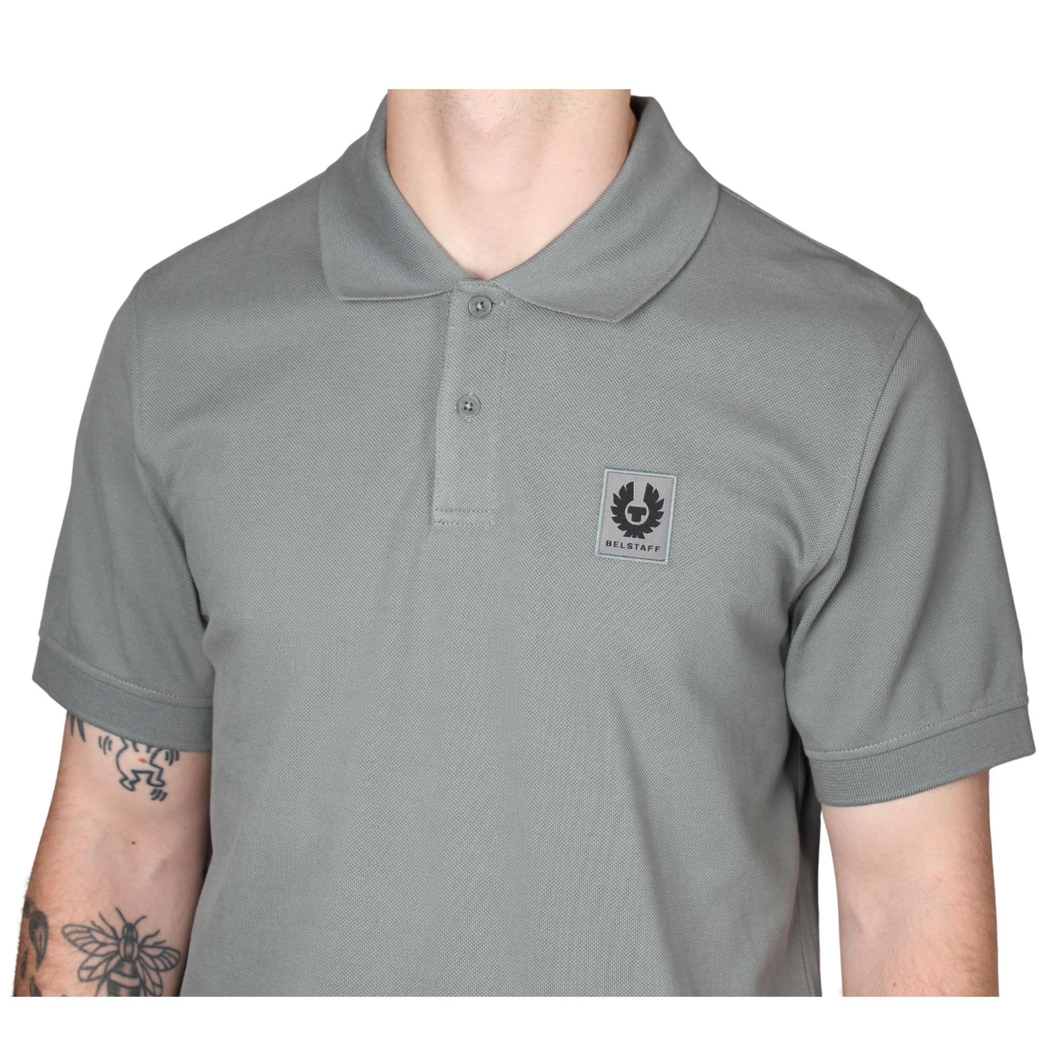 Mens Belstaff Atlantic Grey Branded S/s Polo Shirt