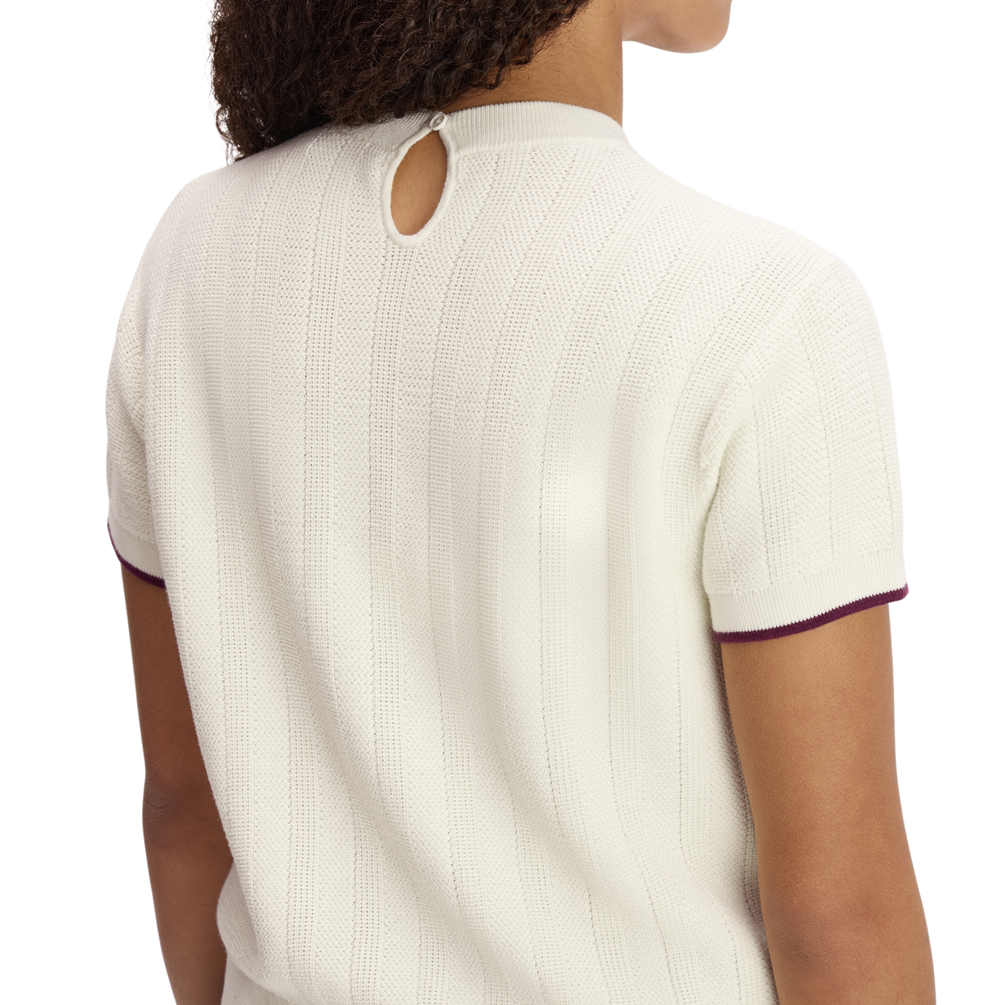 Womens Fred Perry Ecru Textured Knitted S/s T Shirt