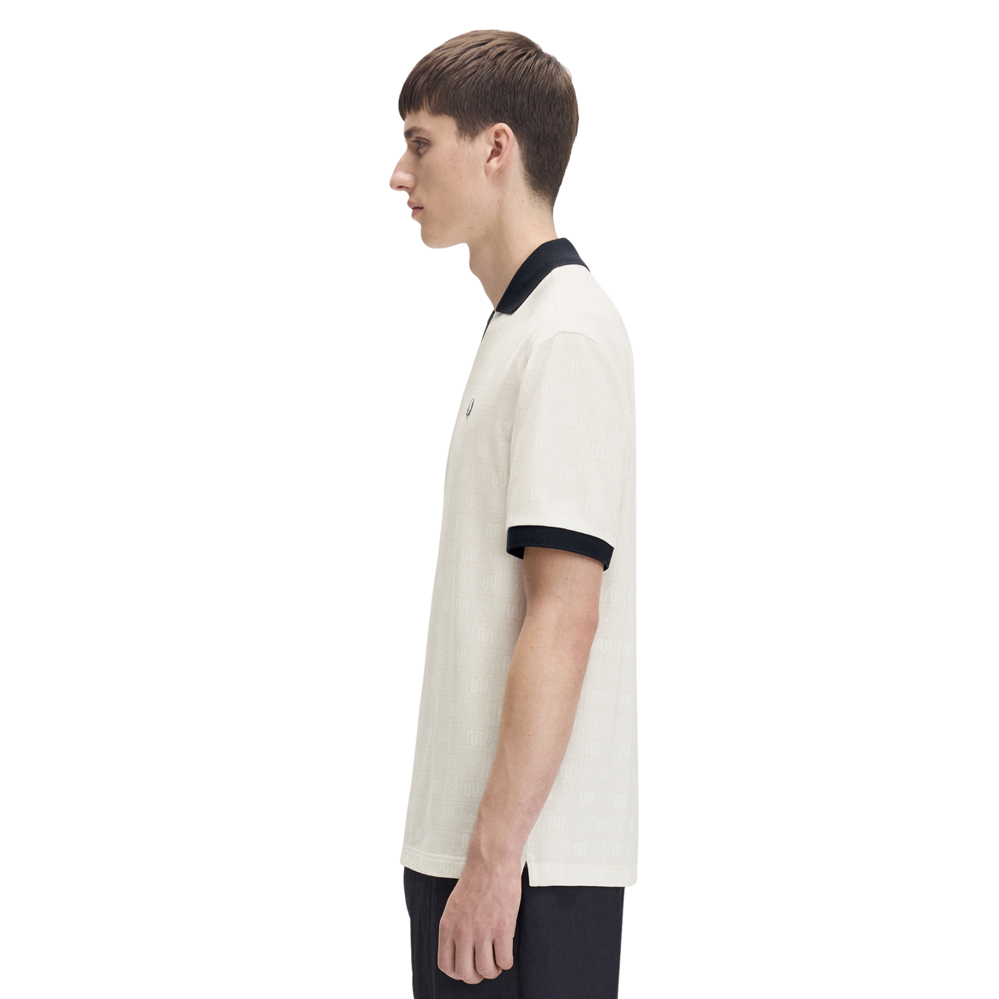 Mens Fred Perry x Meyba Ecru Printed S/s Polo Shirt