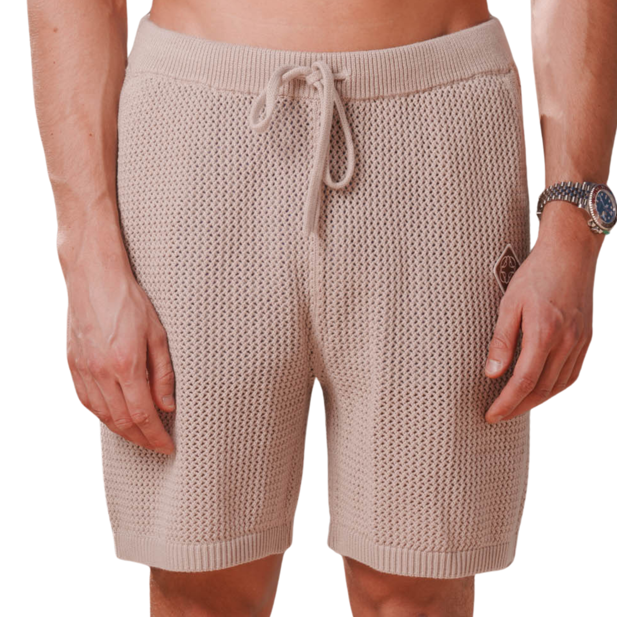 Mens Belier Taupe Leon Crochet Shorts