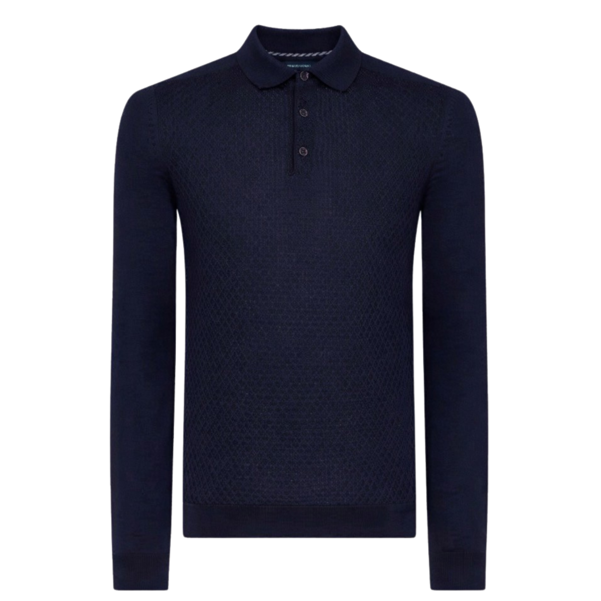 Mens Remus Uomo Navy Knitted L/s Polo Shirt