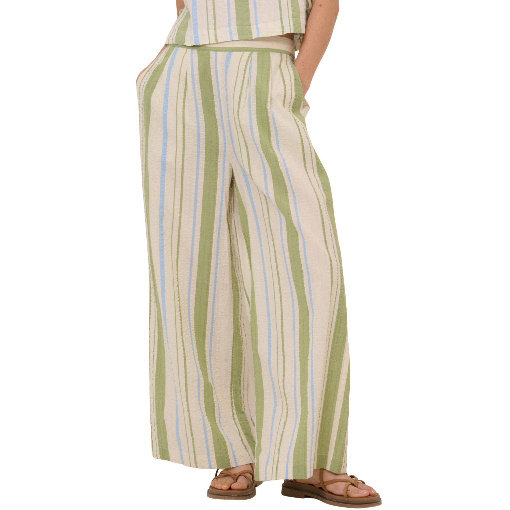 Womens Nobody's Child Green Stripe Parker Trousers