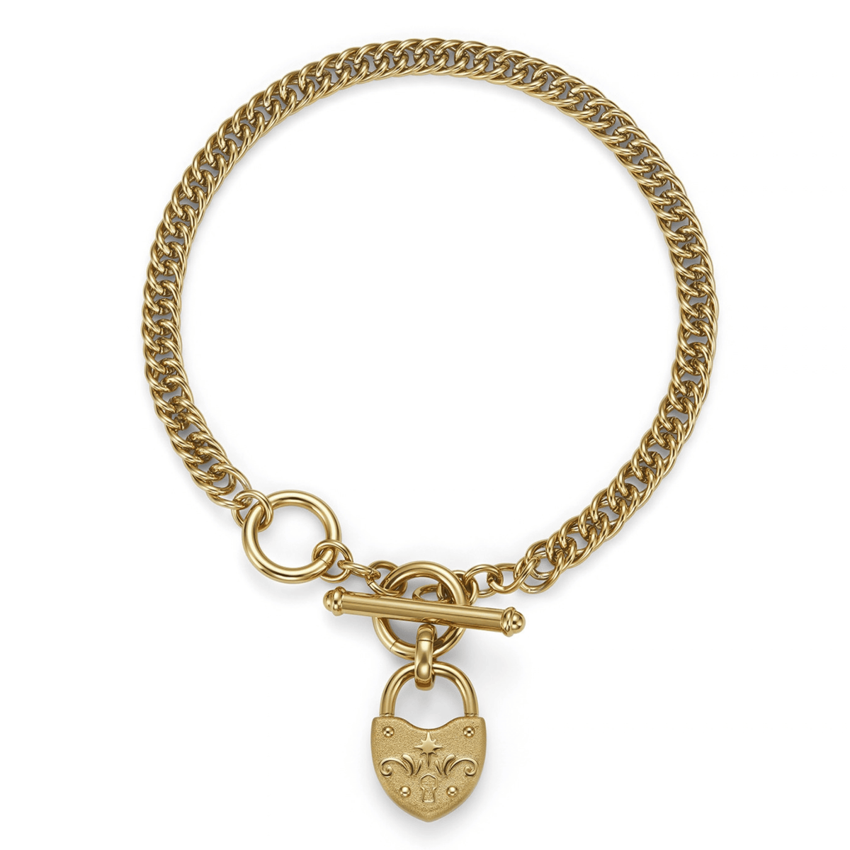 Womens Olivia Burton Gold Lock Heart Toggle Bracelet