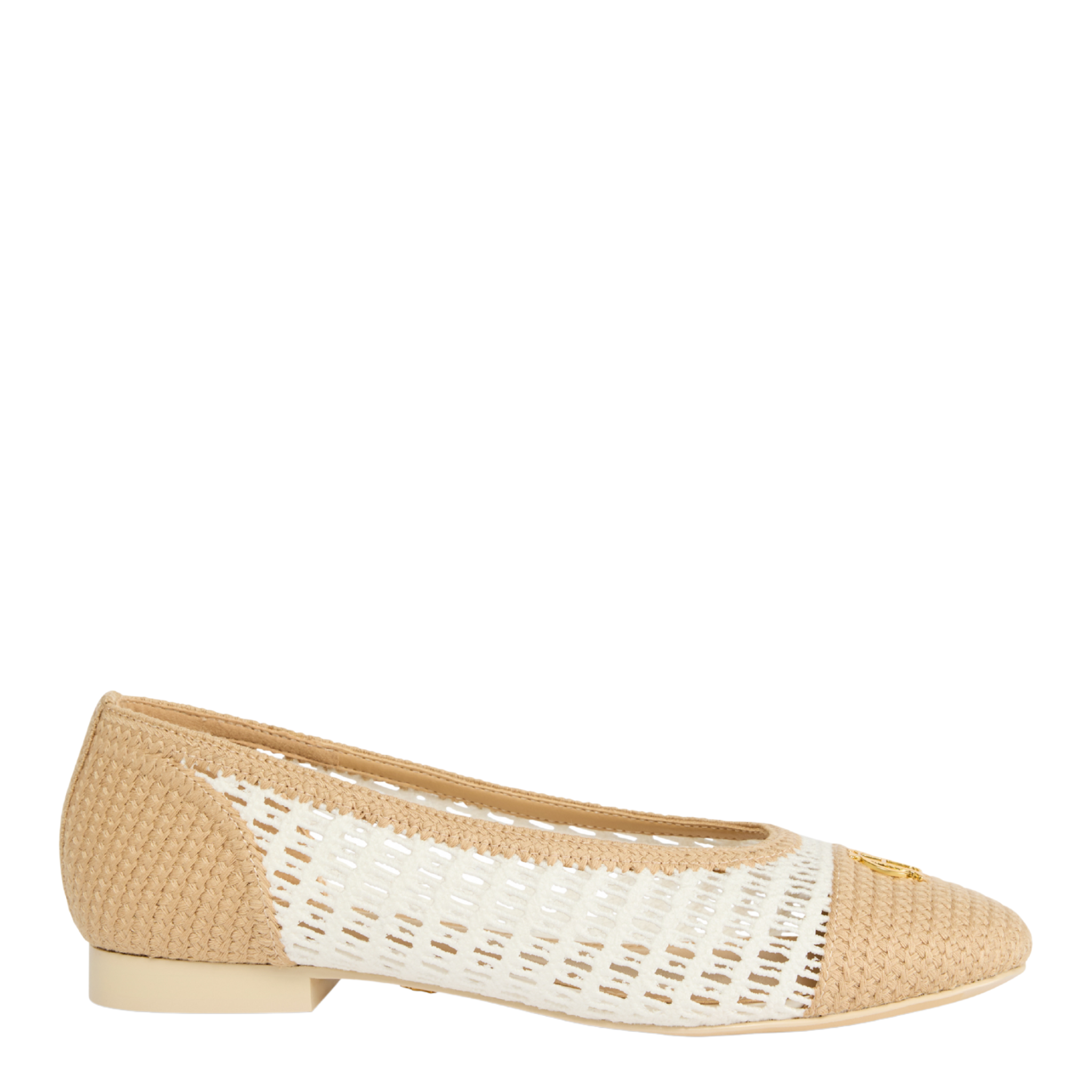 Womens Holland Cooper Cream Tan Rattan Ballet Shoes