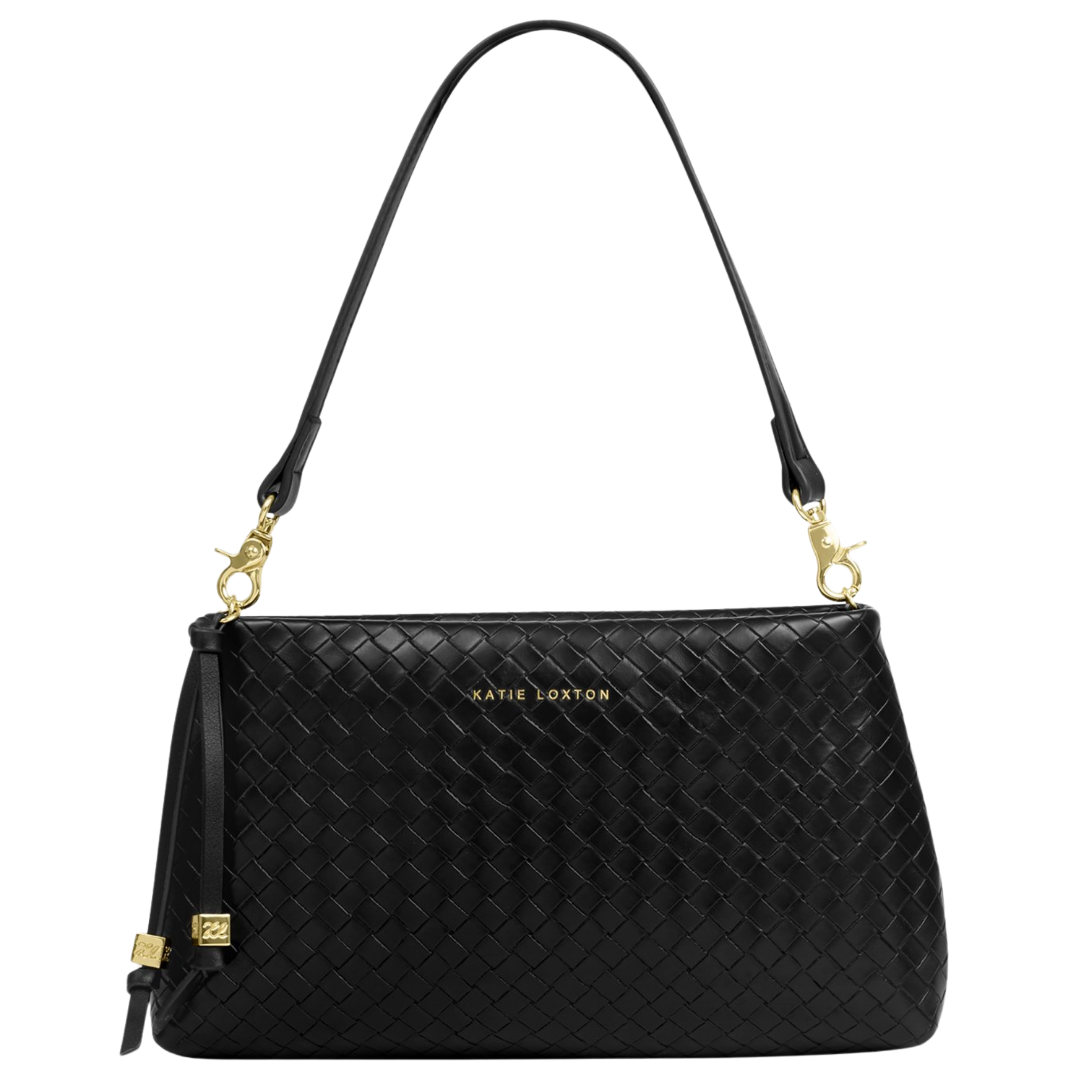 Womens Katie Loxton Black Woven Nova Small Shoulder Bag