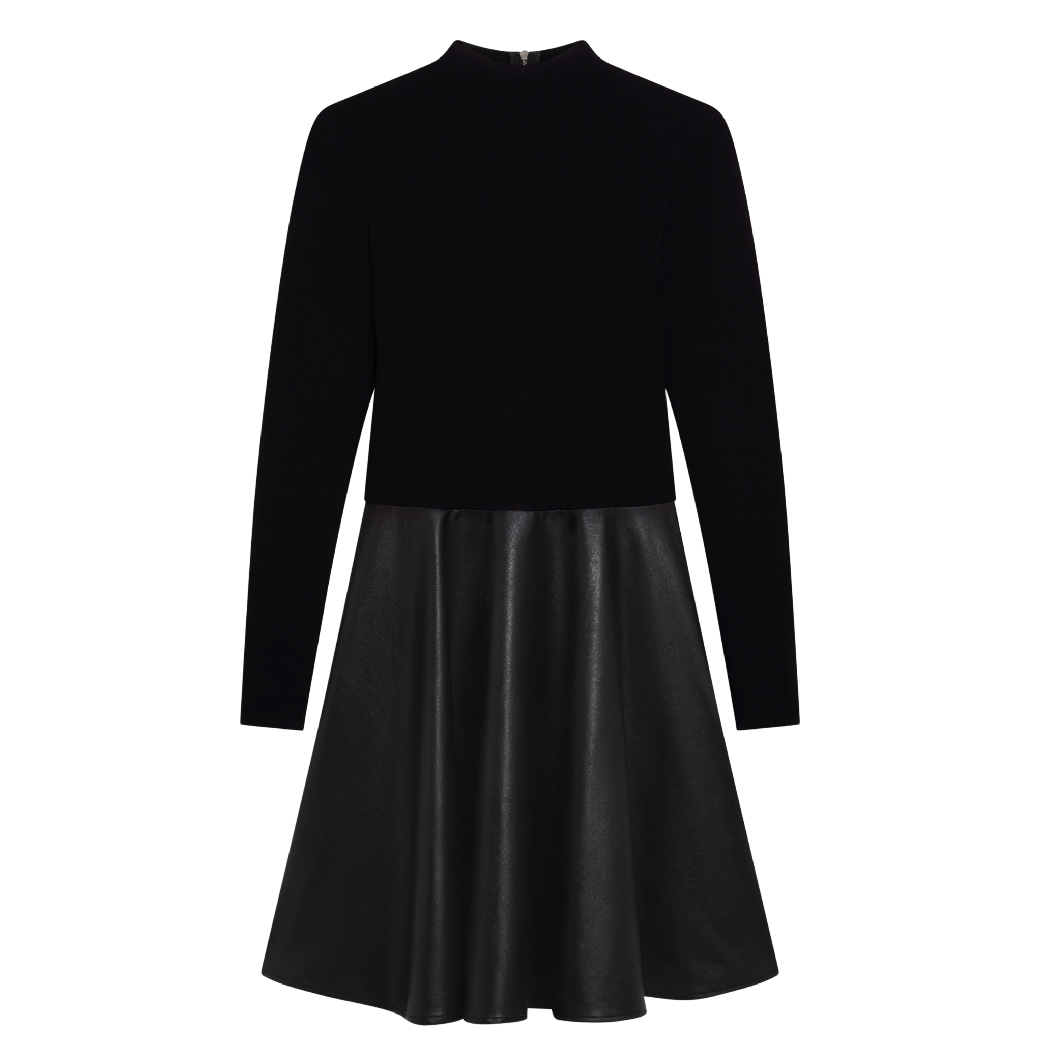 Womens Ted Baker Black Noviva Midi Dress with Faux Leather Skirt